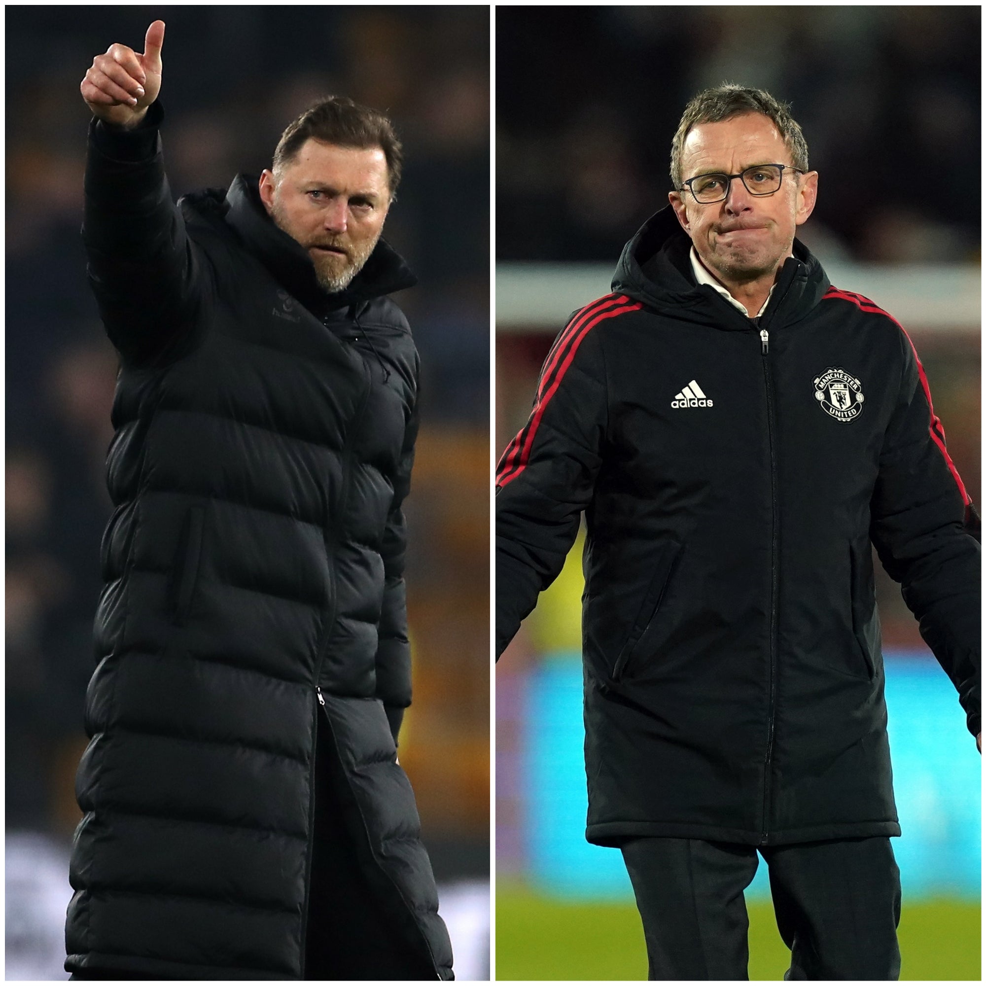 Ralph Hasenhuttl and Ralf Rangnick (Bradley Collyer/Mike Egerton/PA)