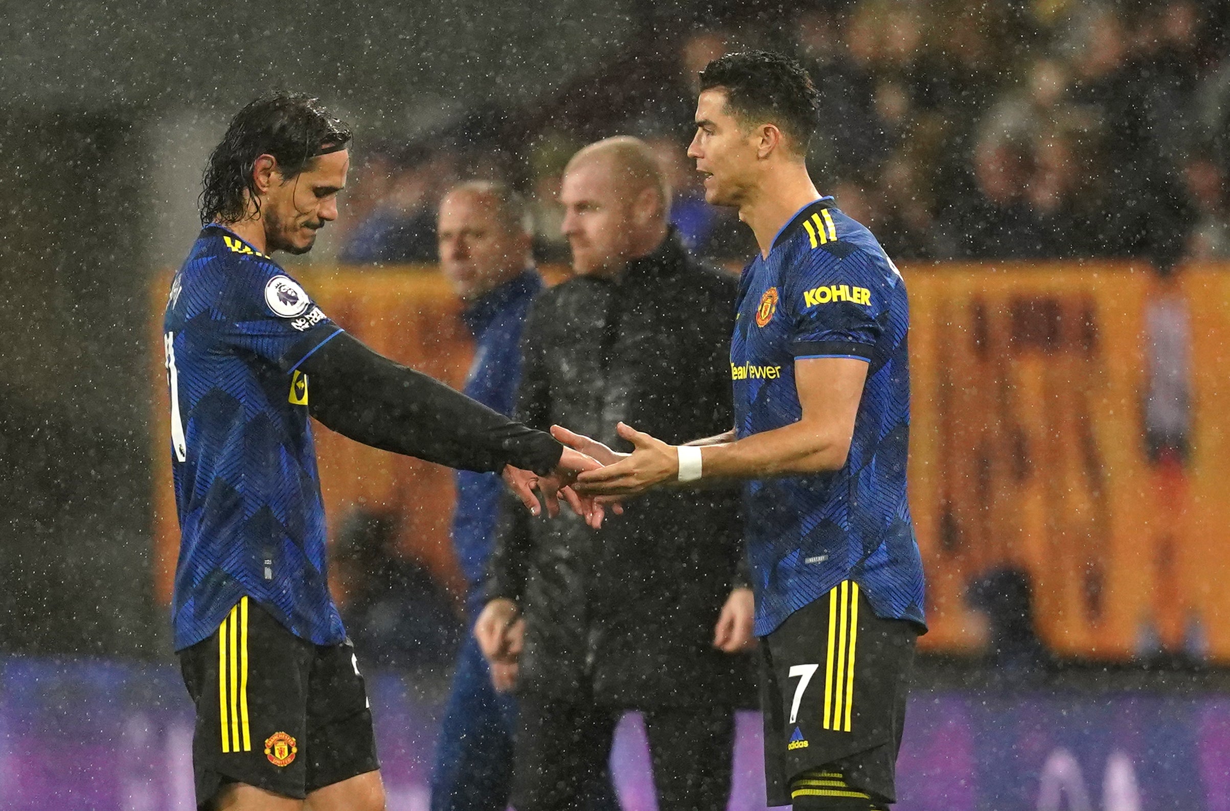 Cristiano Ronaldo (right) came on for Edinson Cavani at Burnley (Martin Rickett/PA)