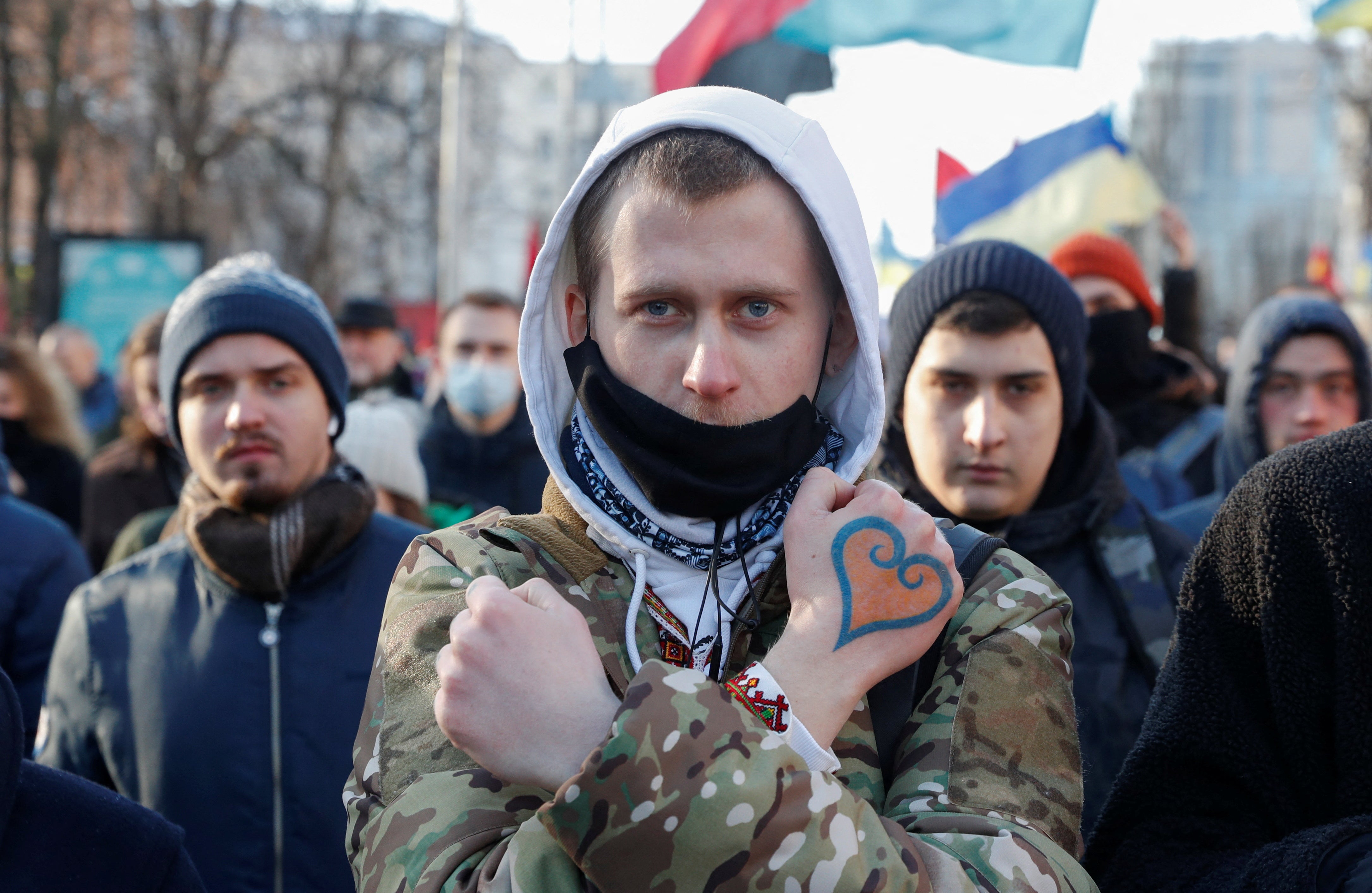 The march was held to demonstrate the patriotic spirit of Ukrainians amid growing tensions with Russia