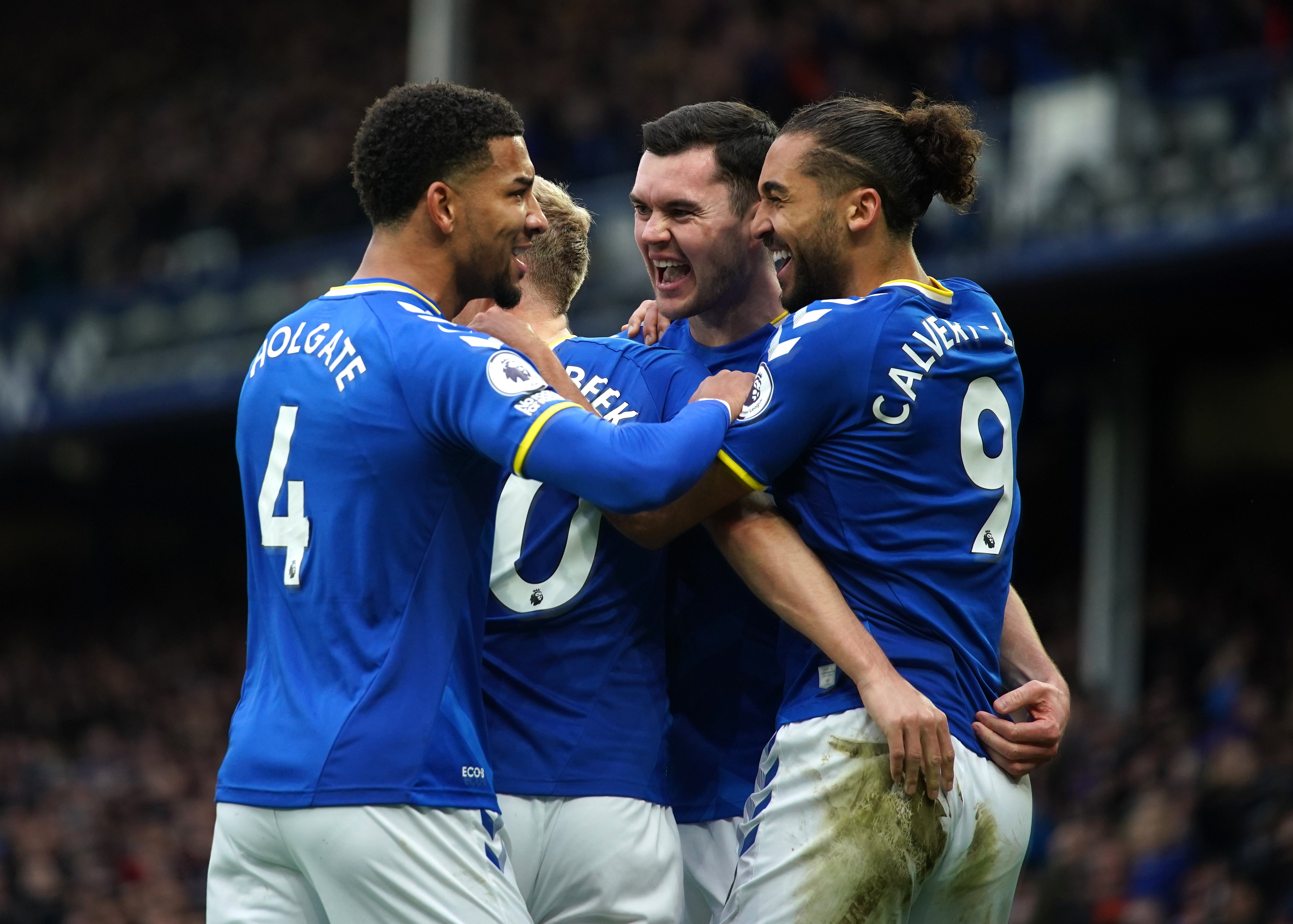 Everton celebrated a confident victory against Leeds (Peter Byrne/PA)