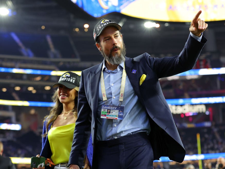 Stan Kroenke’s son, Josh, celebrates the LA Rams’ victory