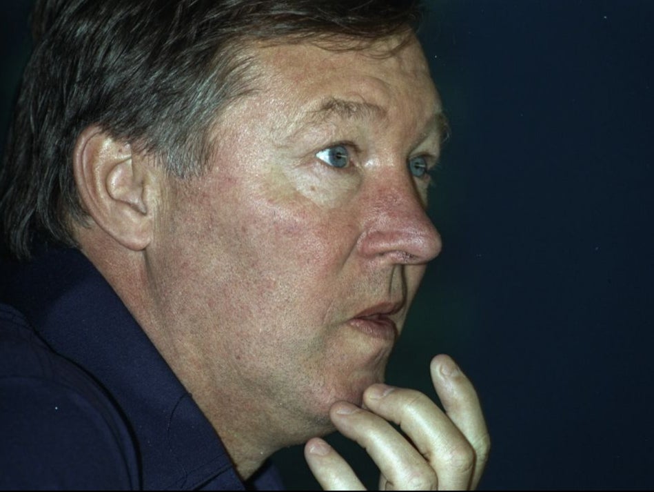 Alex Ferguson looks on during Manchester United’s tie against Galatasaray in 1993