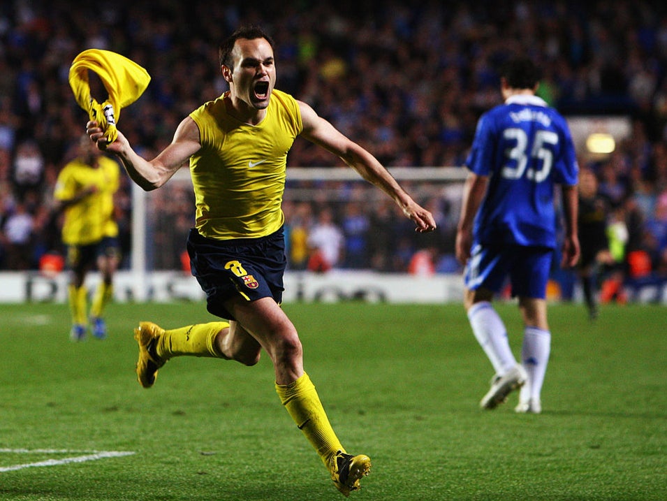 Andres Iniesta’s late strike saw Barcelona defeat Chelsea on away goals in 2009