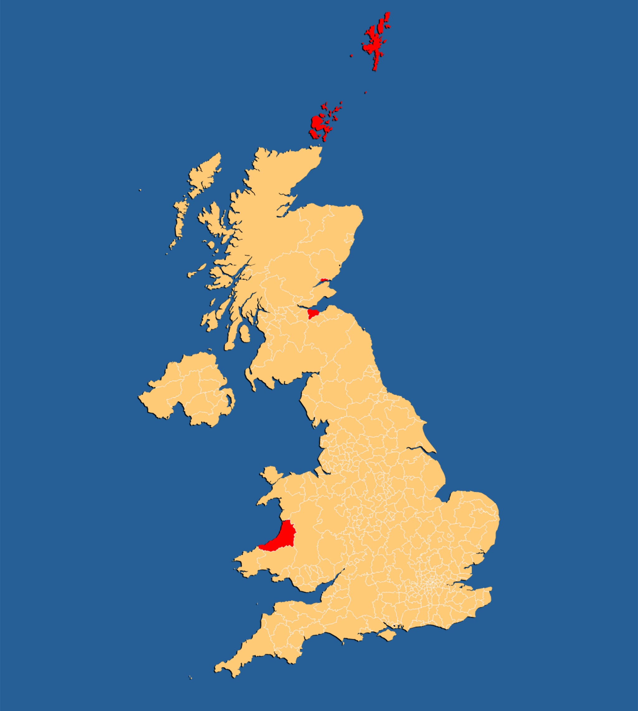 The top five UK areas with the biggest week-on-week rises