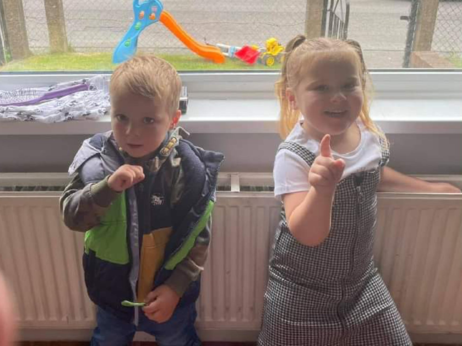 Jayden-Lee Lucas, three, and his sister Gracie-Ann Wheaton, four