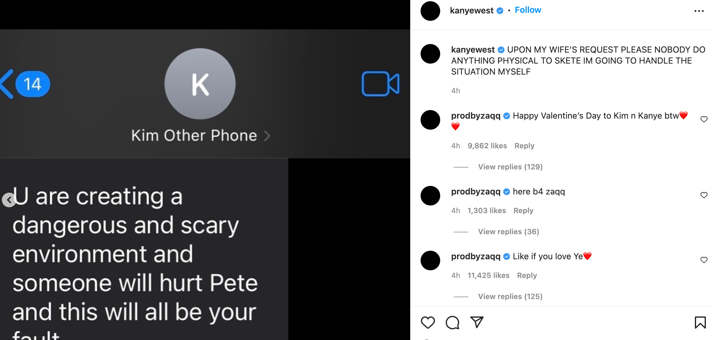 ‘Someone will hurt Pete and this will be all your fault,’ wrote Kim Kardashian in one of her texts to her ex-husband