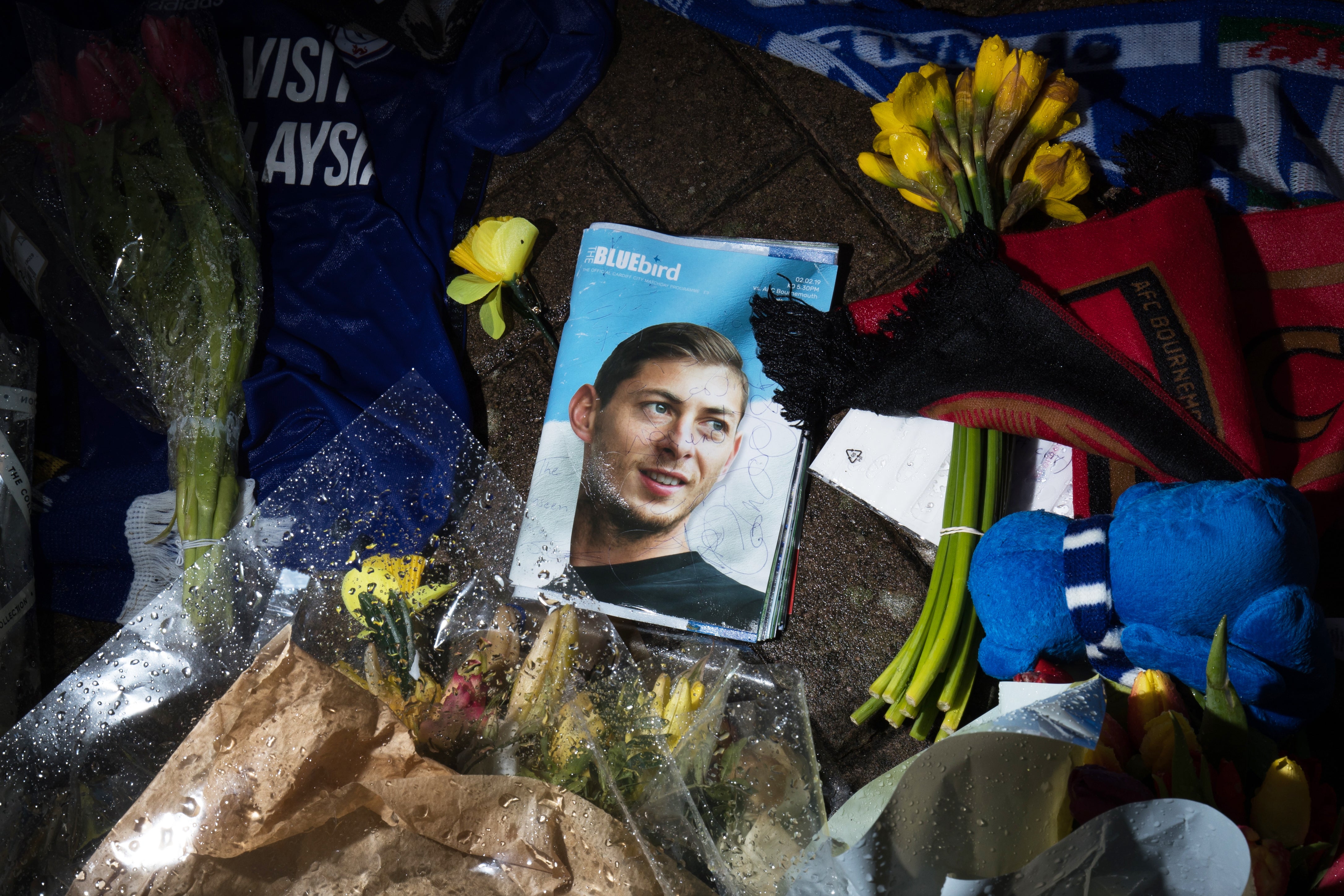 Tributes for Sala at at Cardiff City Stadium (Aaron Chown/PA)