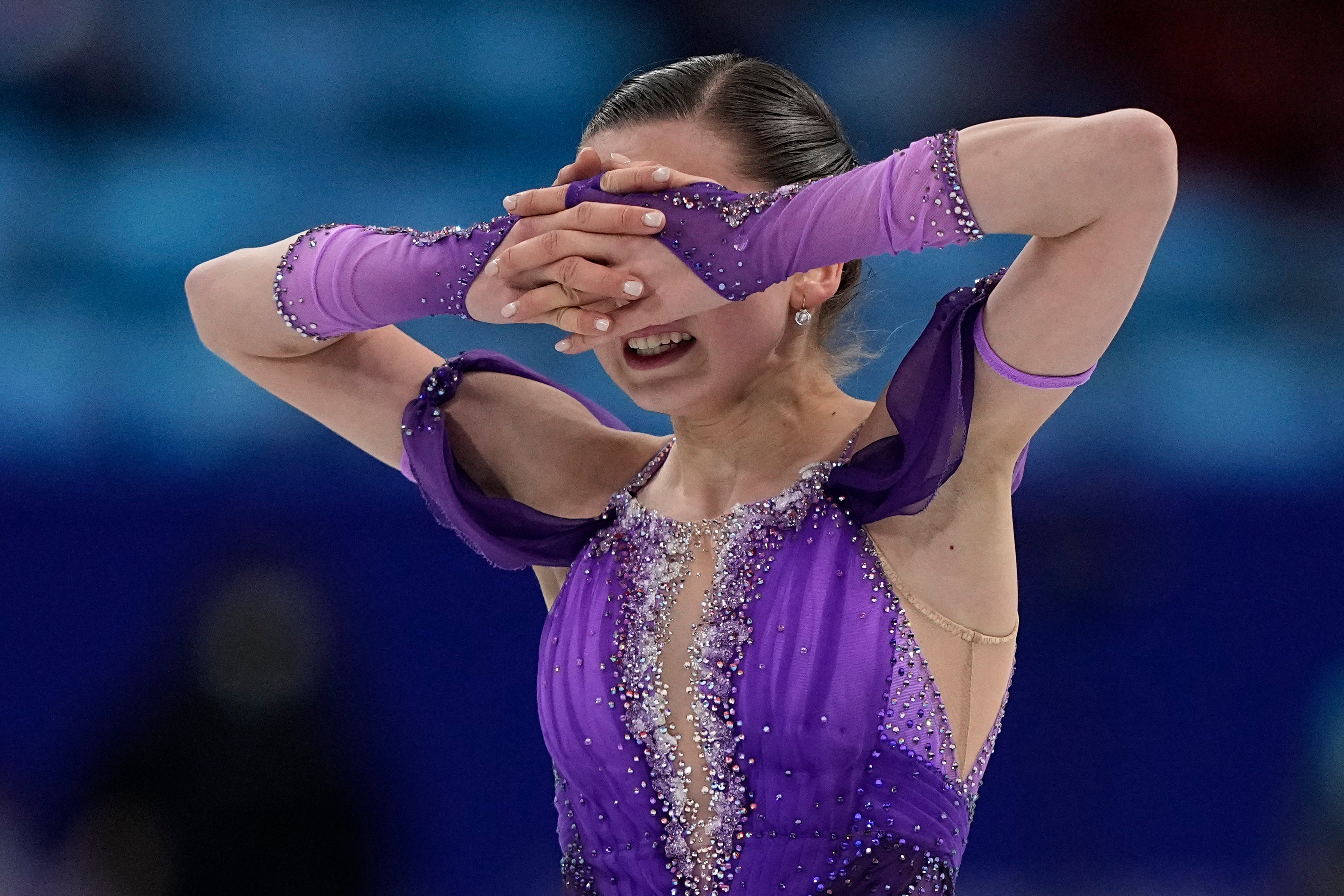 Valieva fought back tears after completing her routine