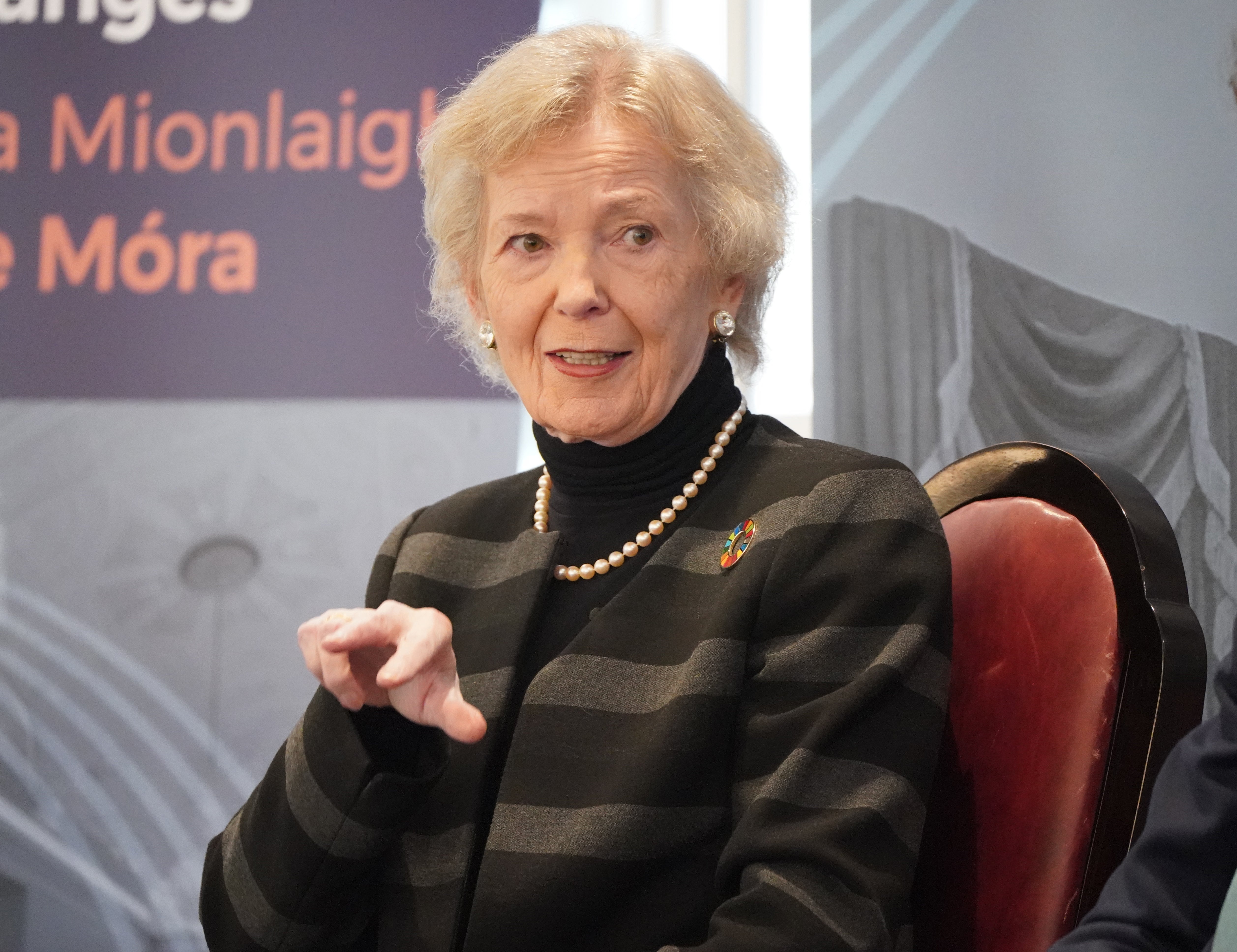 Former President Mary Robinson speaking at an event marking the centenary of Seanad Eireann at Leinster House in Dublin (Niall Carson/PA)