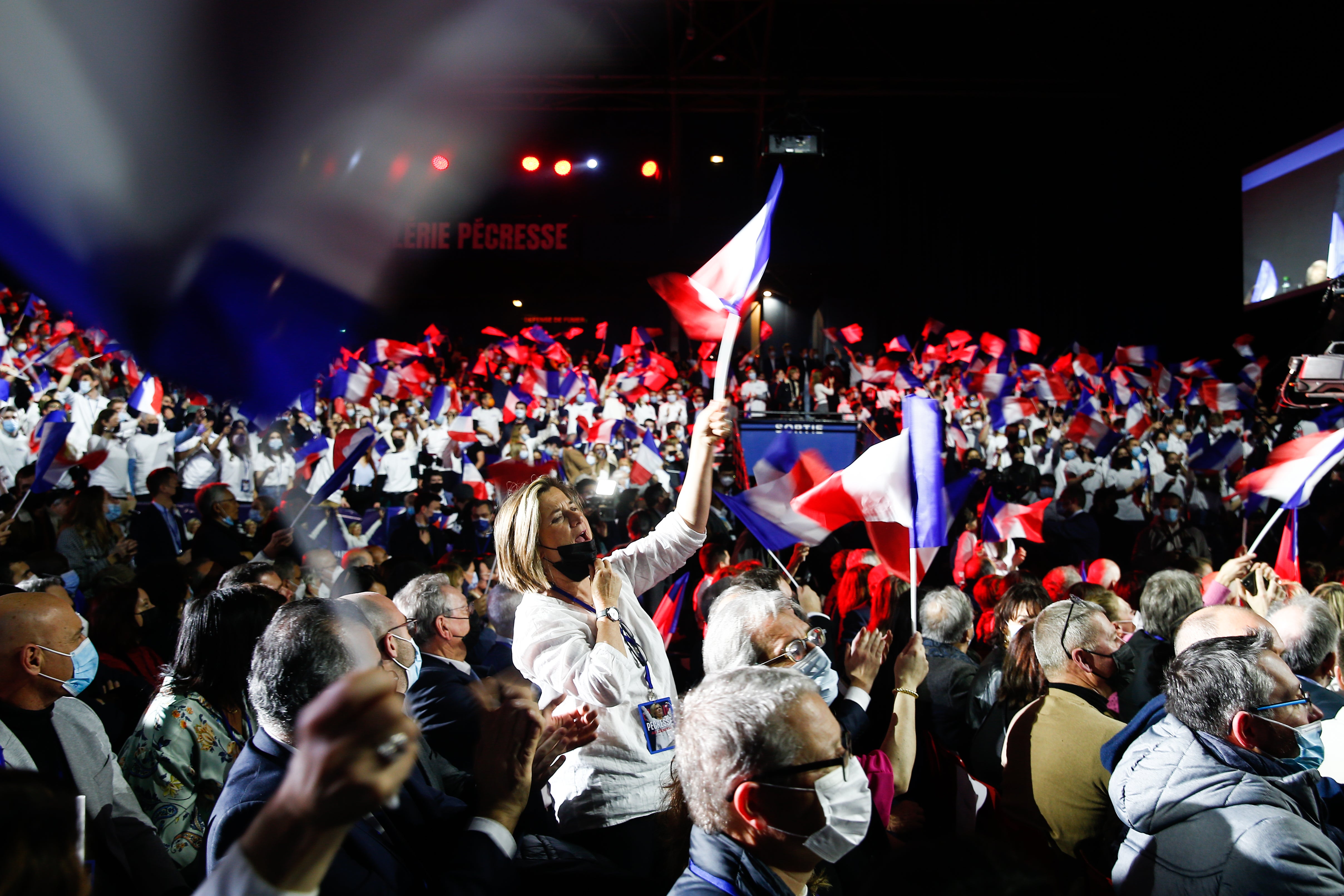 Supporters of presidential candidate Valerie Pecresse during a campaign rally in Paris