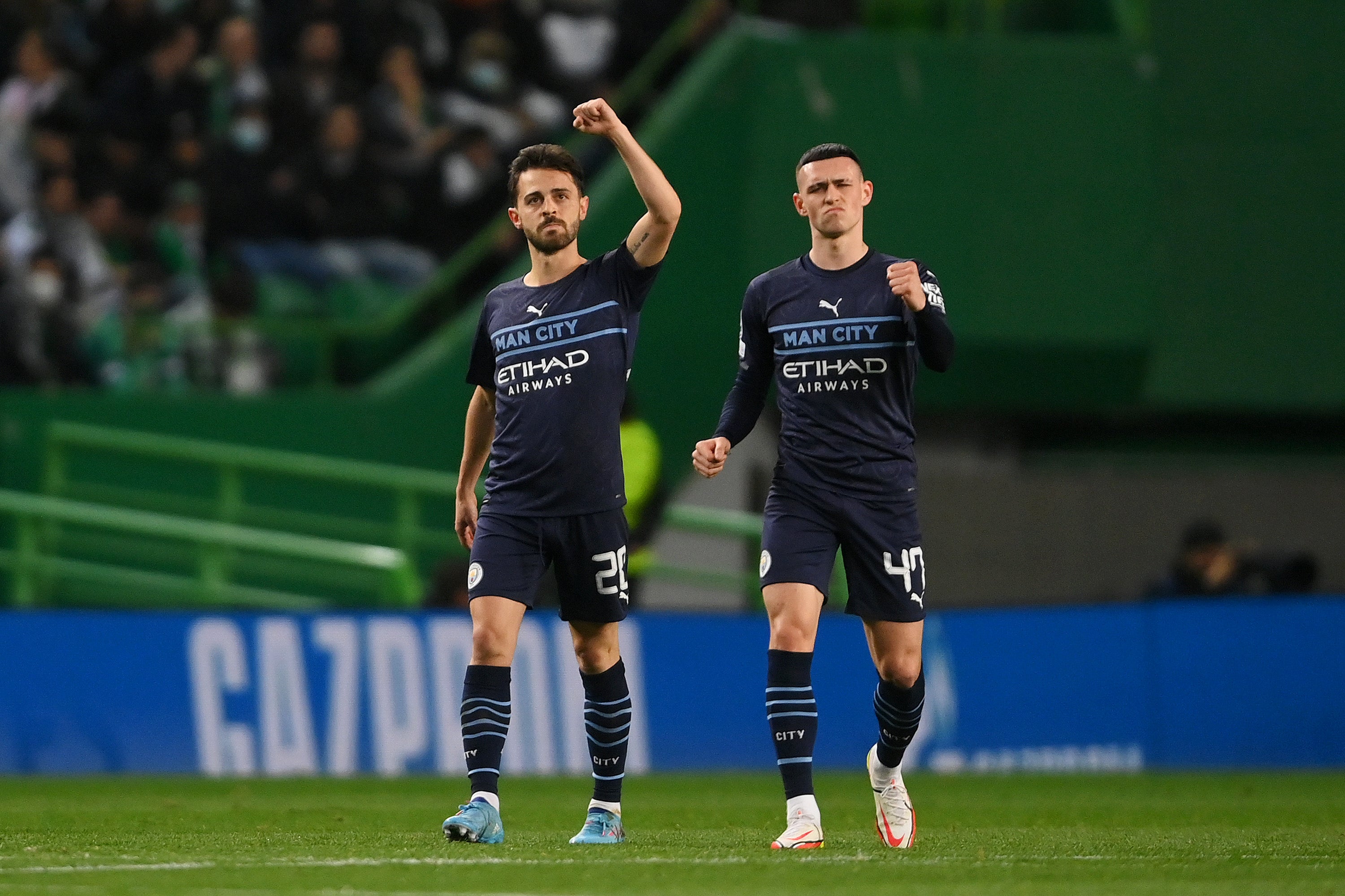 Bernardo Silva and Phil Foden put the match beyond Sporting