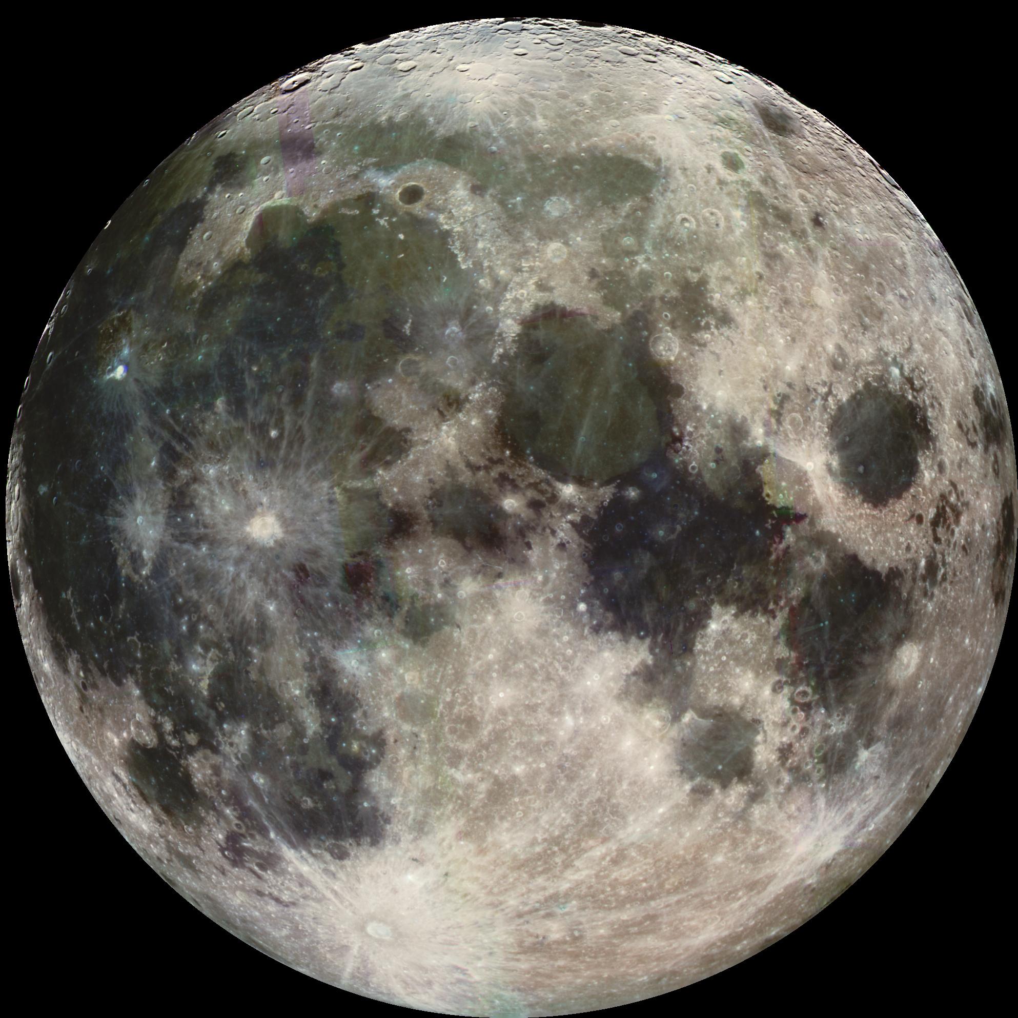 Ray-like impact patterns radiate out from Tycho crater at the lower left of the moon