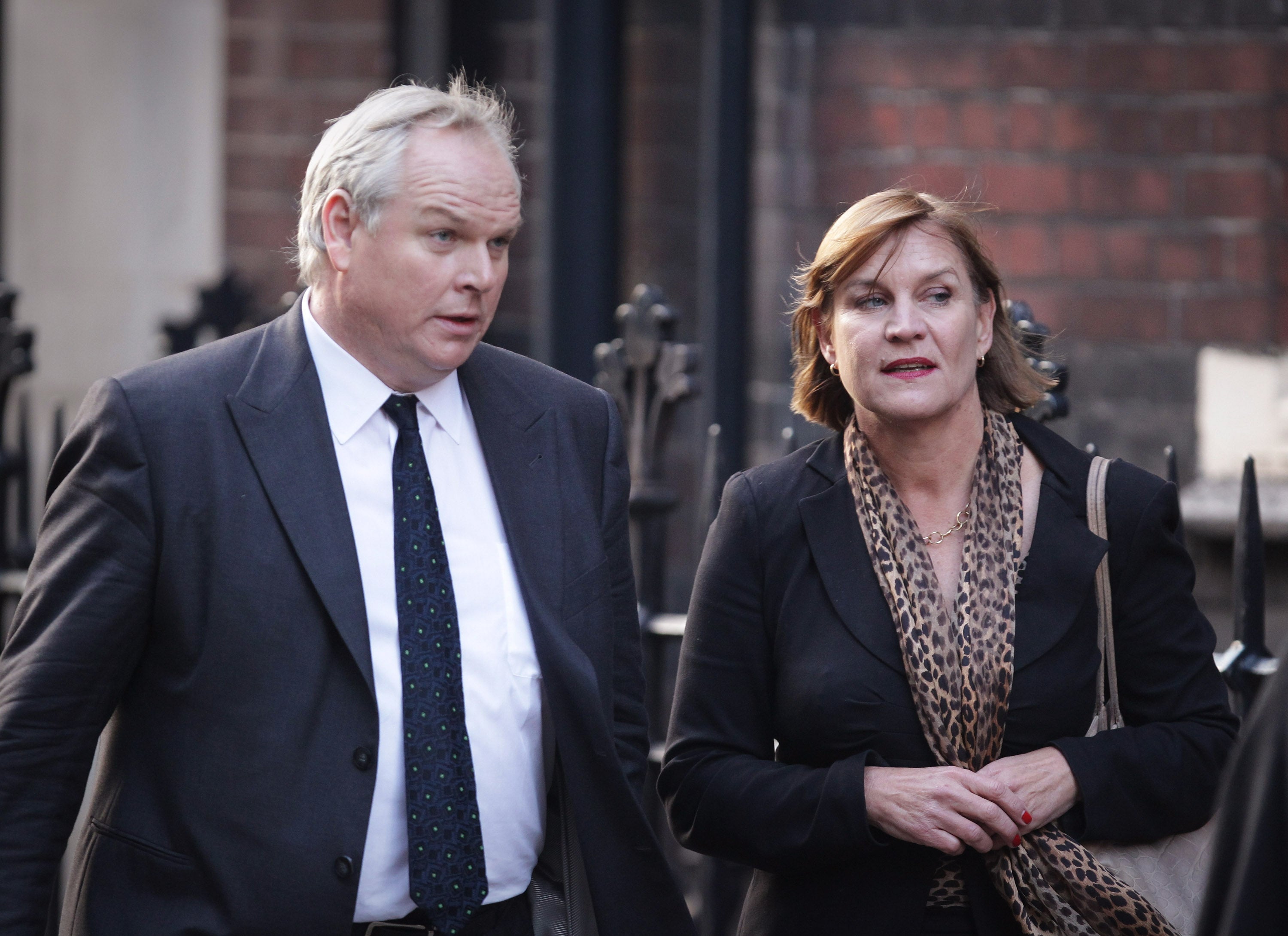 Anji Hunter and her husband arrive for the funeral of Philip Gould in 2011. Gould was an architect of New Labour