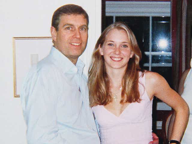 Prince Andrew pictured with his accuser, then known as Virginia Roberts - with Ghislaine Maxwell out of shot, to the right