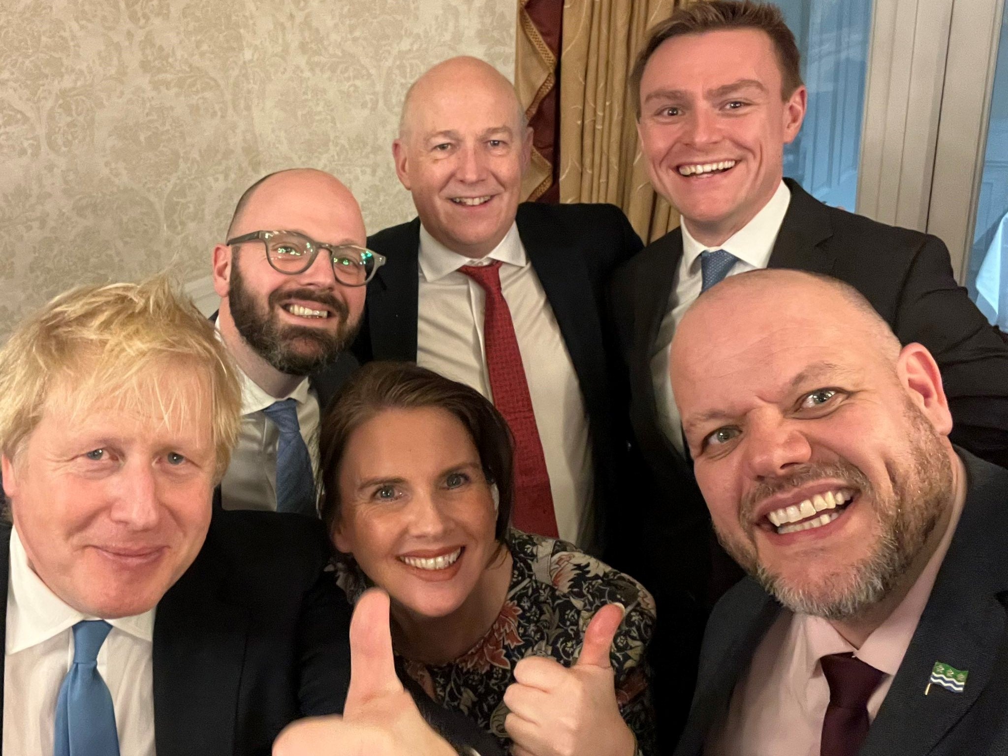 Boris Johnson with local MP Mark Jenkinson (right) during the PM’s secret trip to Workington