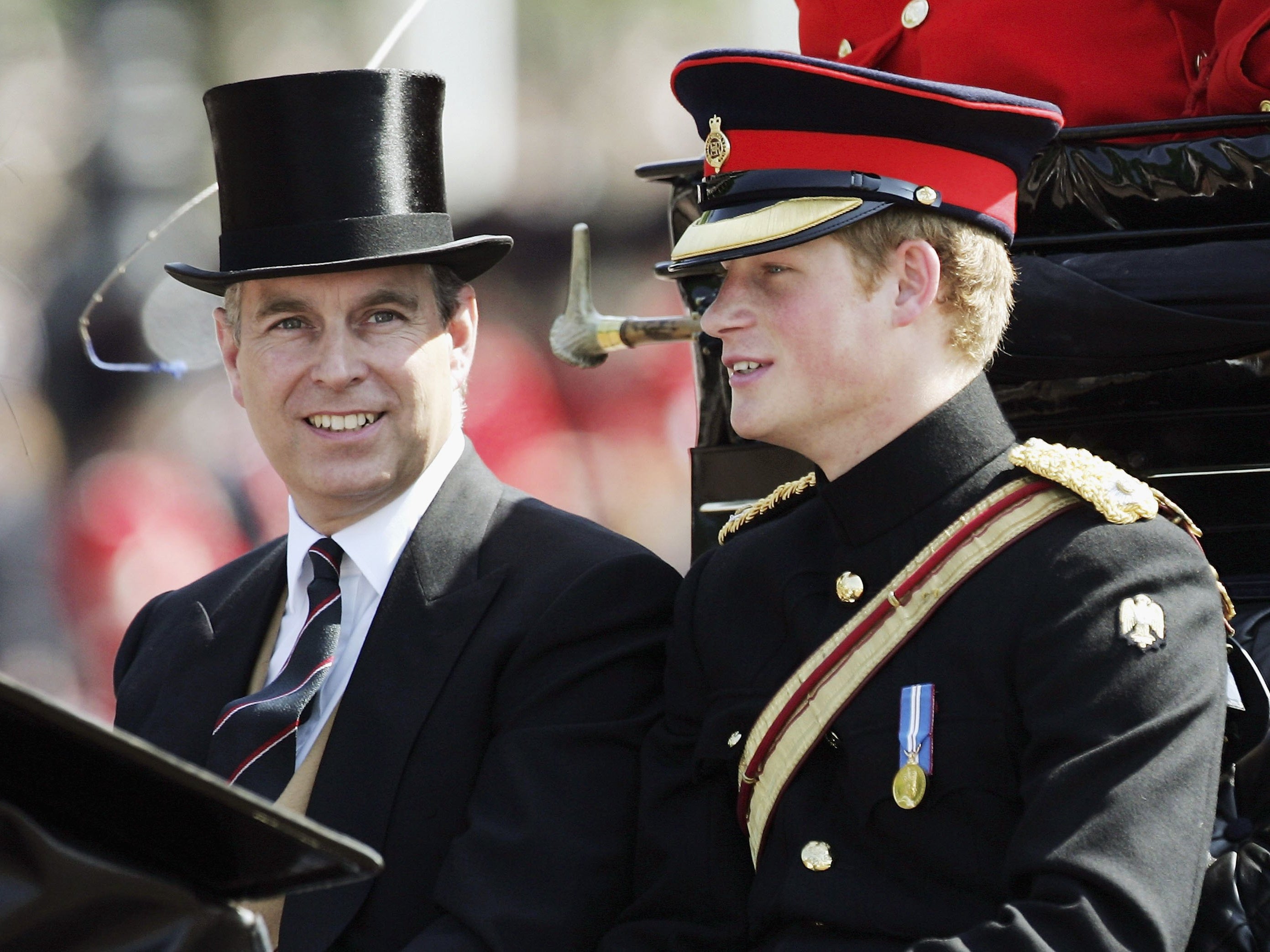 Prince Andrew pictured leaving Buckingham Palace with Prince Harry for the Trooping of the Colour in 2006