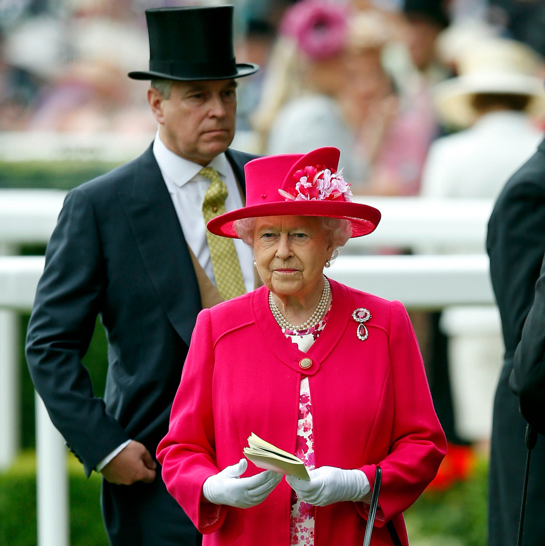 Queen Elizabeth II pictured with her second son, Prince Andrew, at the Royal Ascot horseracing meet in 2015