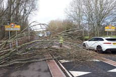 Storm Dudley: Thousands lose electricity in north of England as first of two storms batters UK