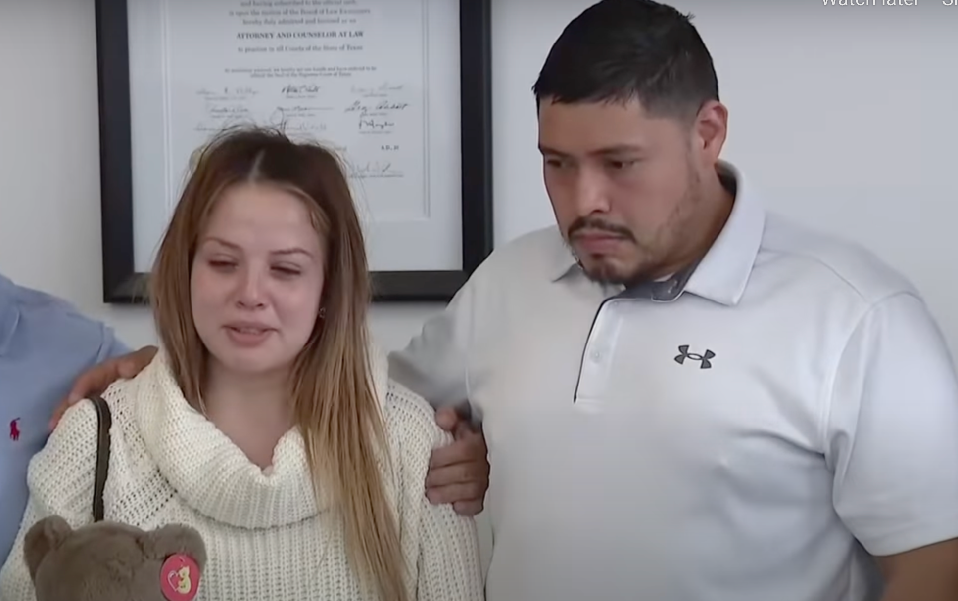 Gwen and Armando Álvarez speak at a press conference about the shooting death of their daughter Arlene