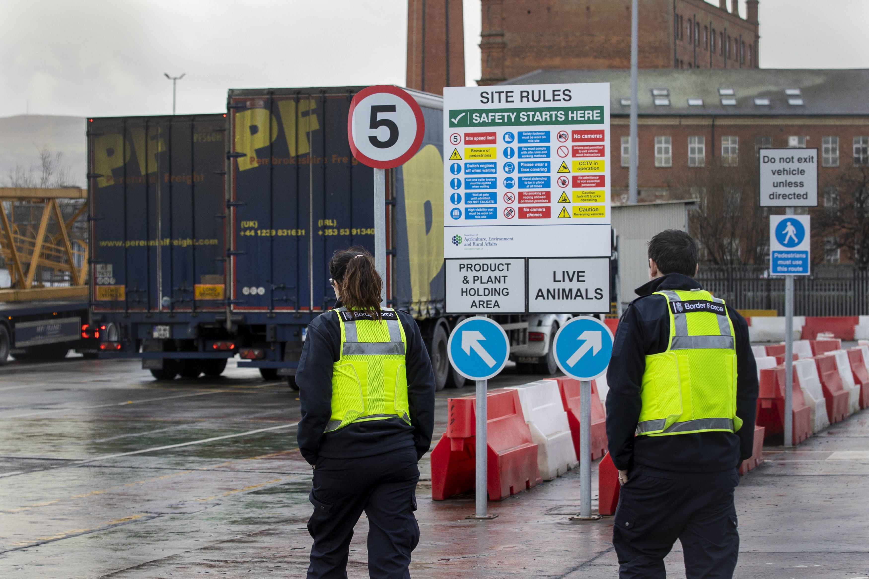 Goods arriving from Britain are checked at a facility at Belfast port (Liam McBurney/PA)