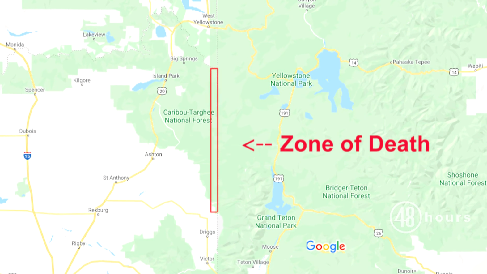 The so-called “Zone of Death” spans about 50 miles in the southwest corner of Yellowstone National Parl