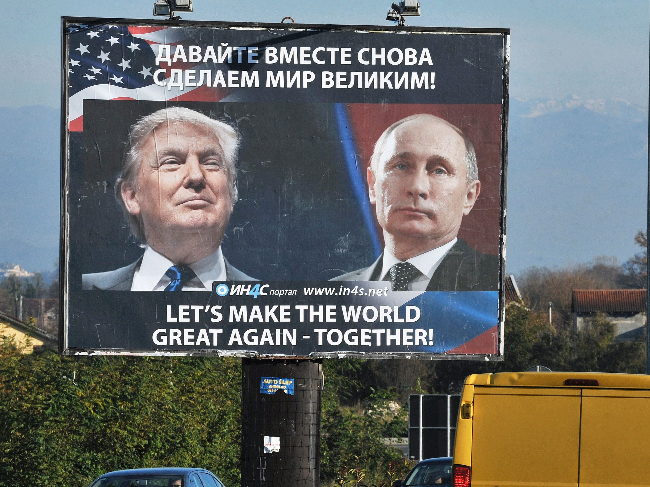 A billboard of Donald Trump and president Putin in Montenegro