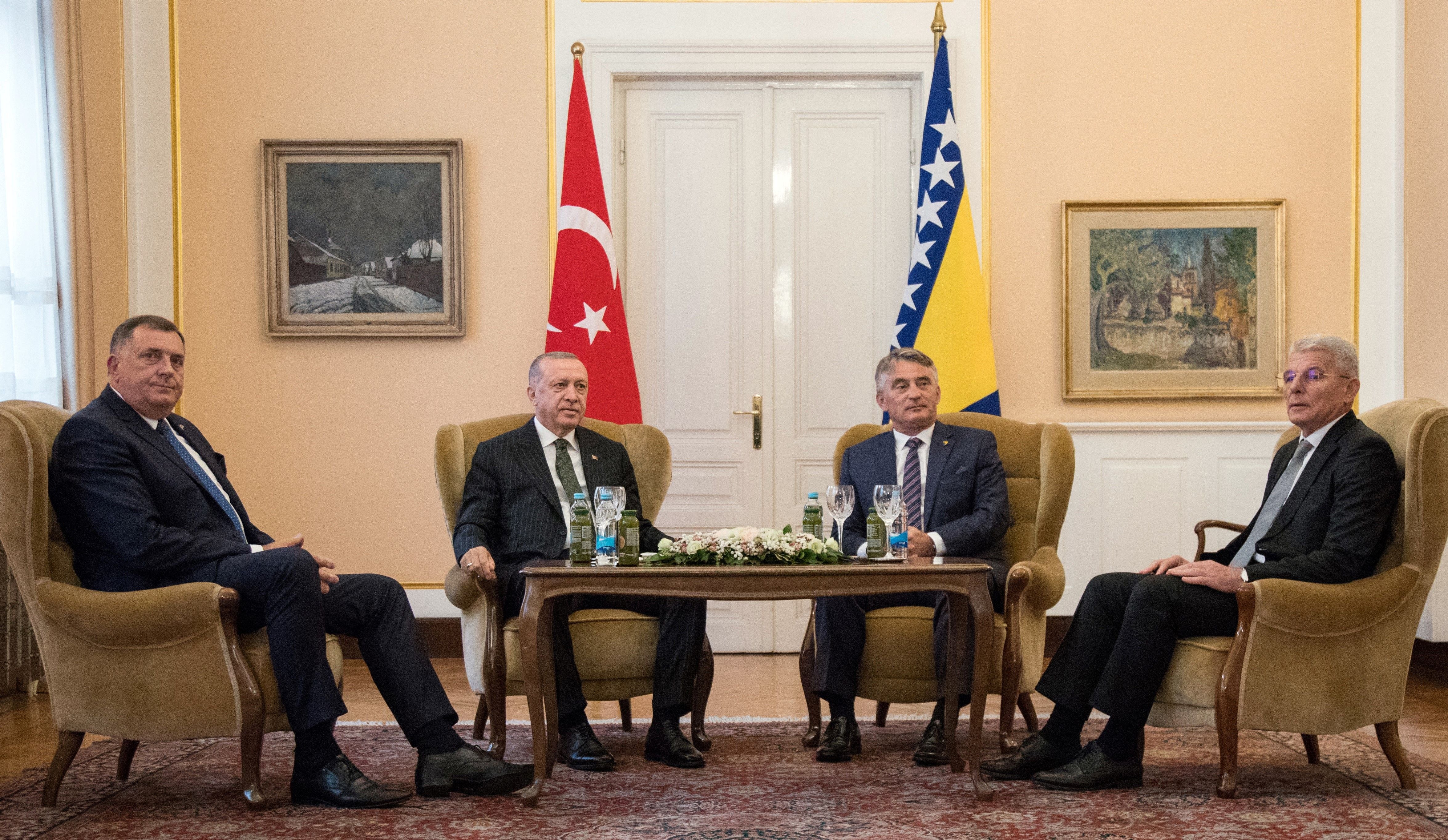 Turkish president Erdogan with Zeljko Komsic, Milorad Dodik and Sefik Dzaferovic in Sarajevo