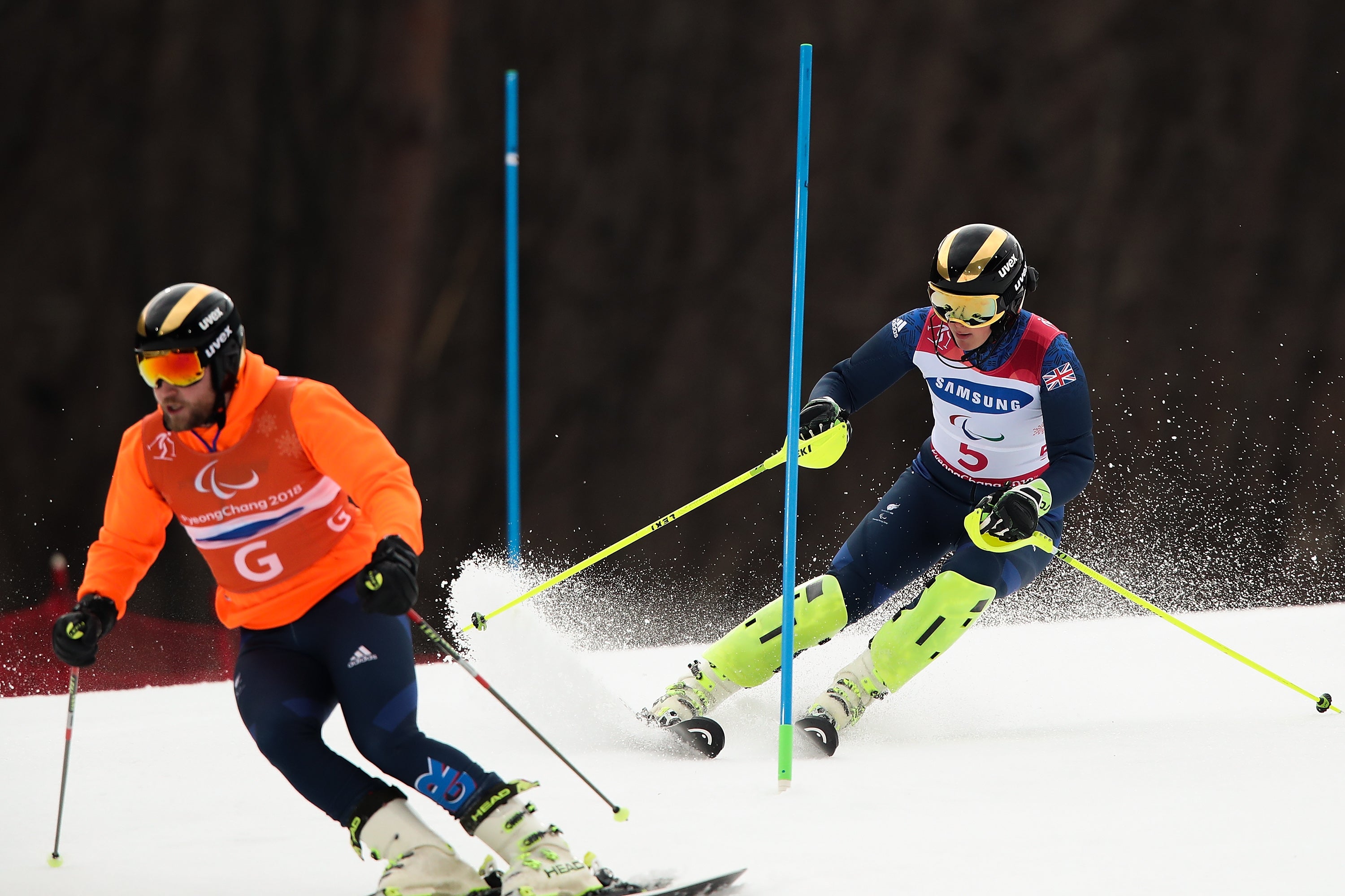 Knight and her guide Brett Wild compete at the Pyeongchang 2018 Games