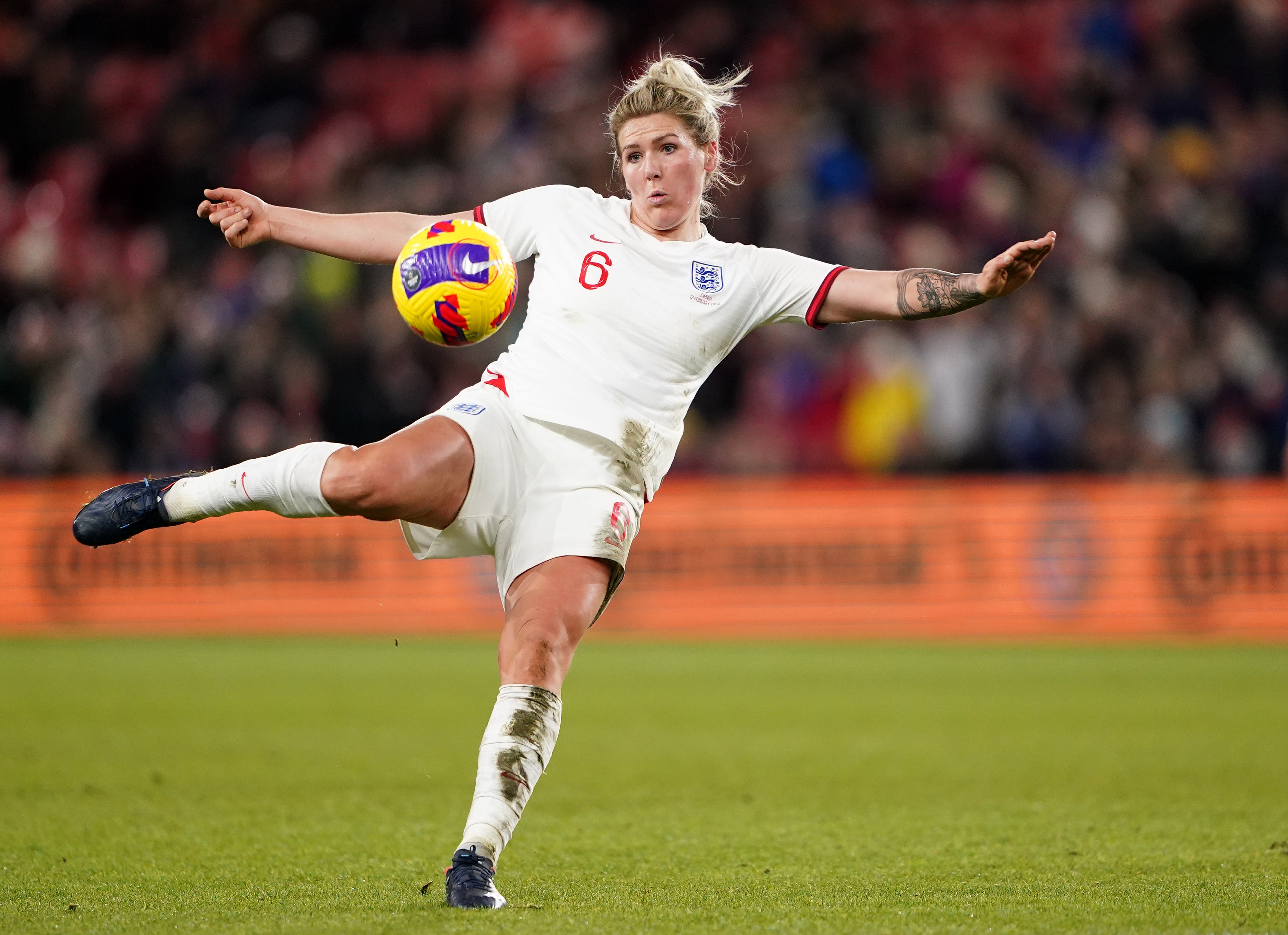 Millie Bright scored a volley for England as they drew 2-2 with Canada in the Arnold Clark Cup (Zac Goodwin/PA)