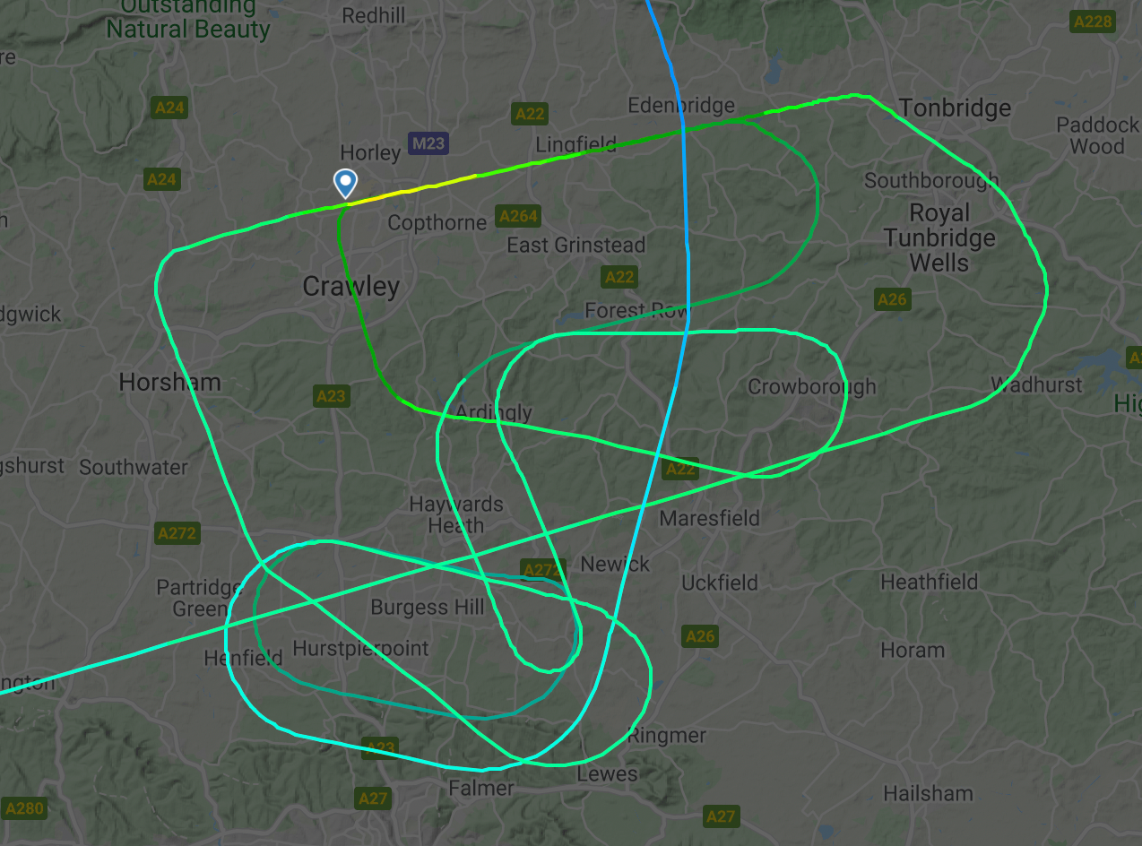 No time to fly: the path of Tui’s flight from Puerto Vallarta to Gatwick, which eventually diverted to Manchester