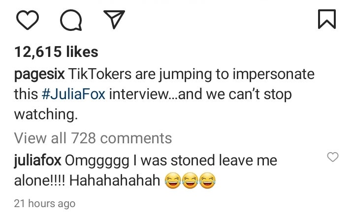 Julia Fox responds to ‘Uncut Gems’ jokes on Instagram