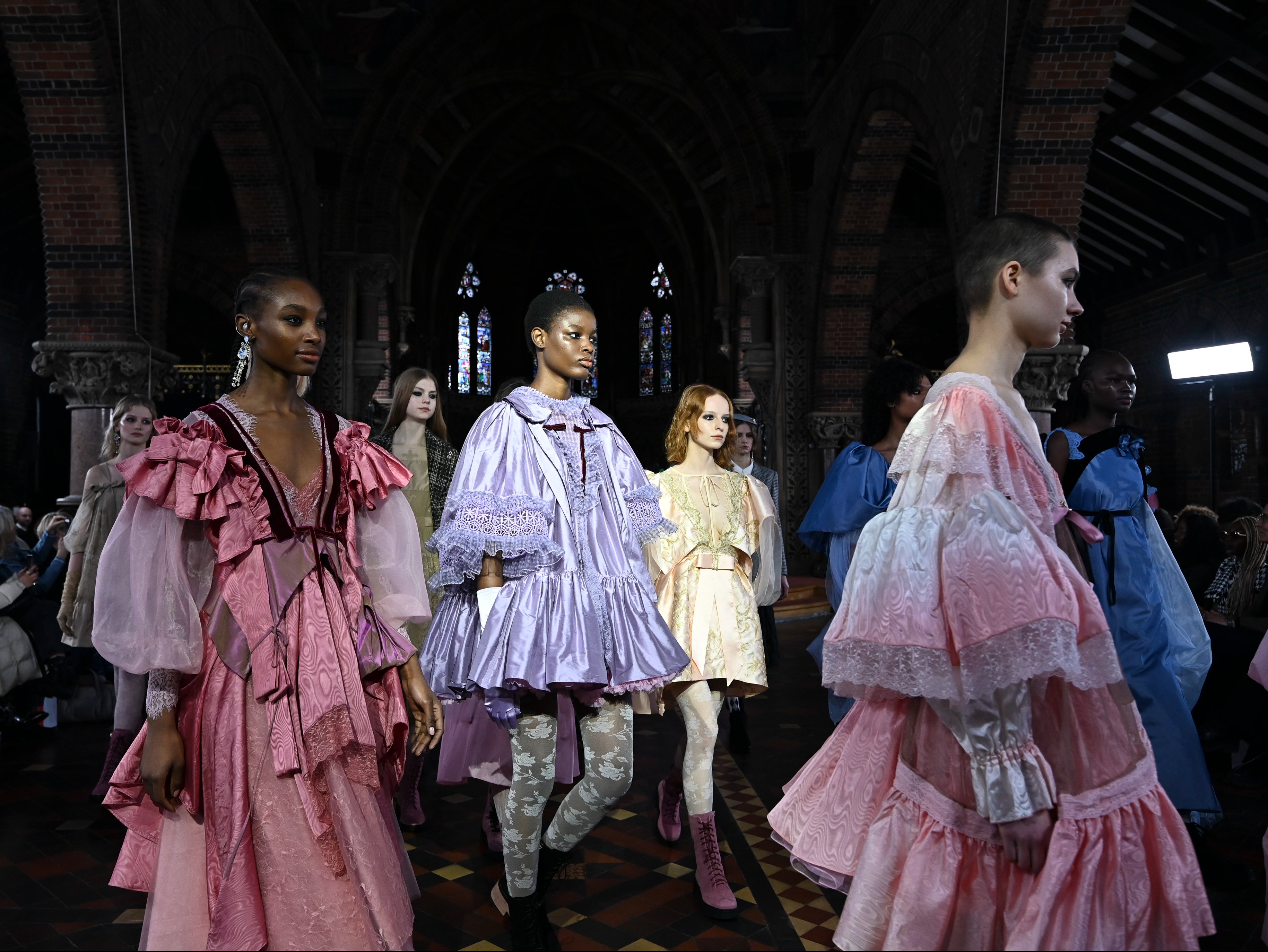 Bora Aksu’s autumn/winter 2022 collection was showcased at St James The Less Church in Pimlico