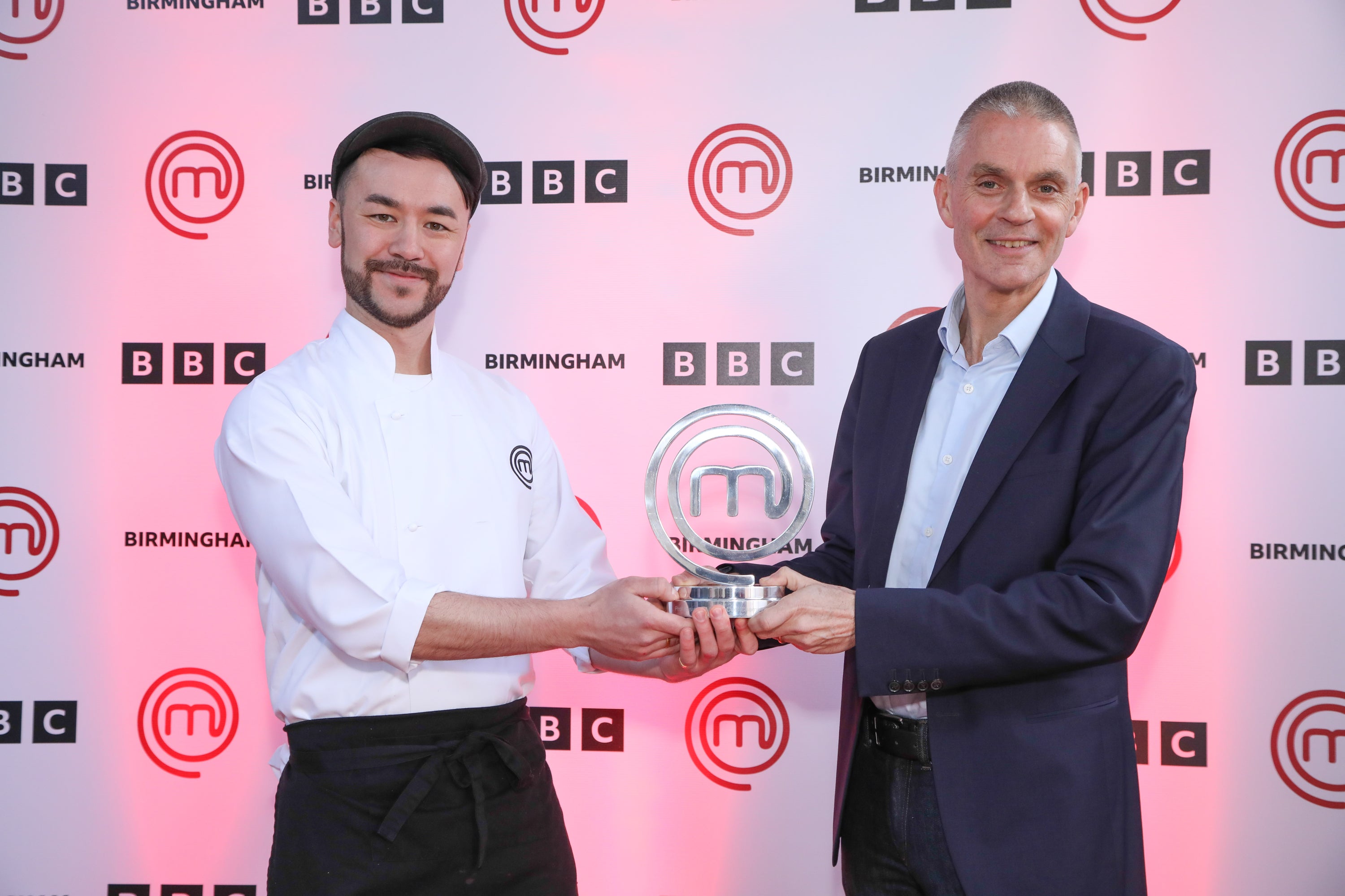 MasterChef: The Professionals 2021 champion Dan Lee with BBC director-general Tim Davie (BBC/Shine TV/PA)