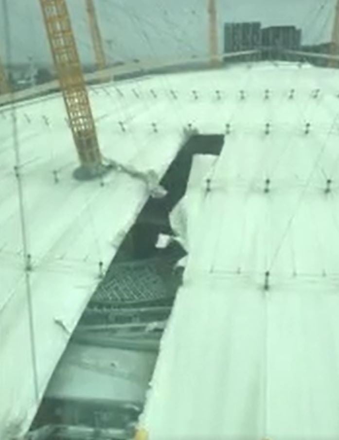 A section was ripped off the roof of the O2