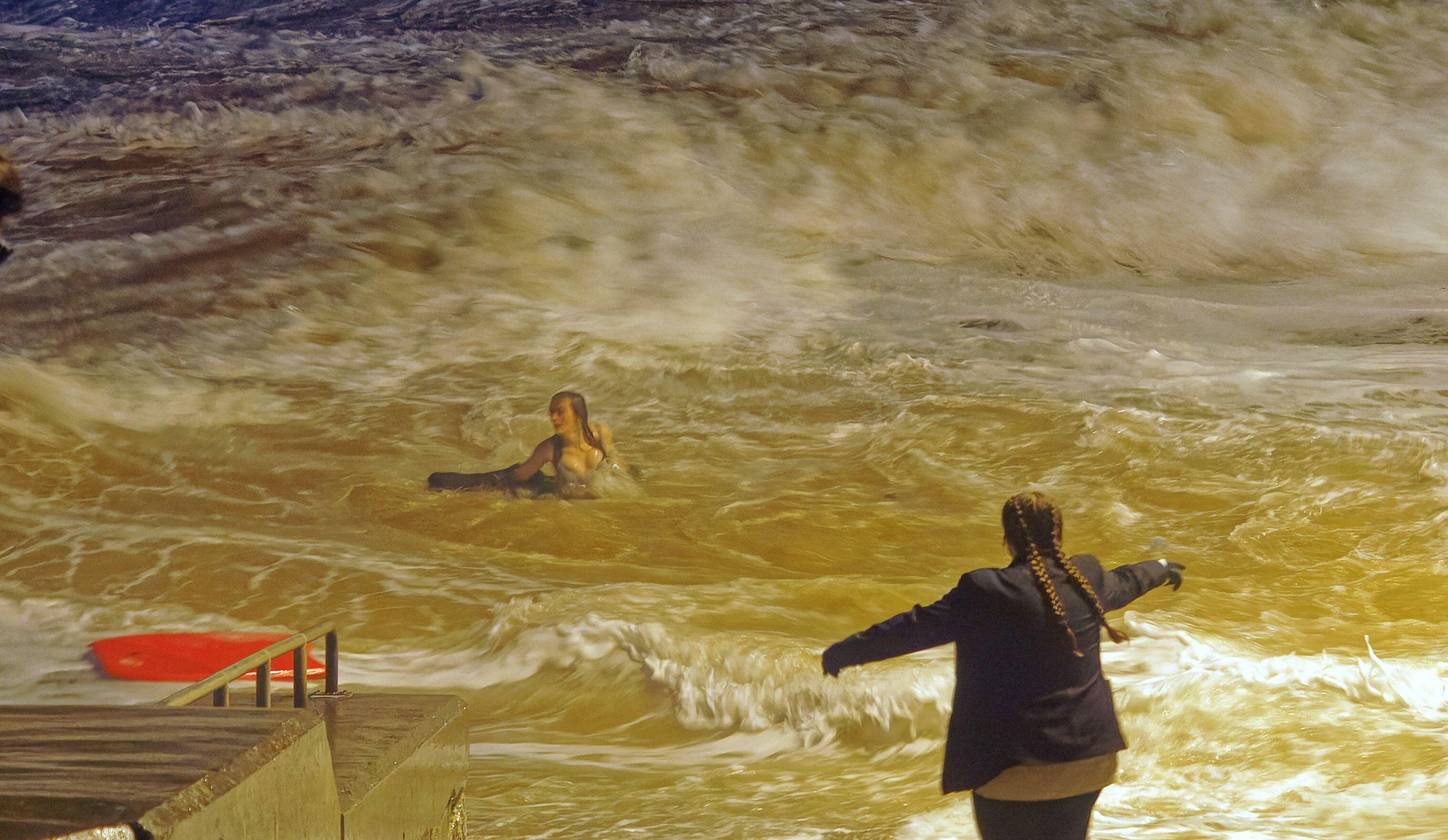 The ferocious backwash and undertow carried the woman away from shore at Towan Beach. Fortunately she managed to regain safety with the help of onlookers