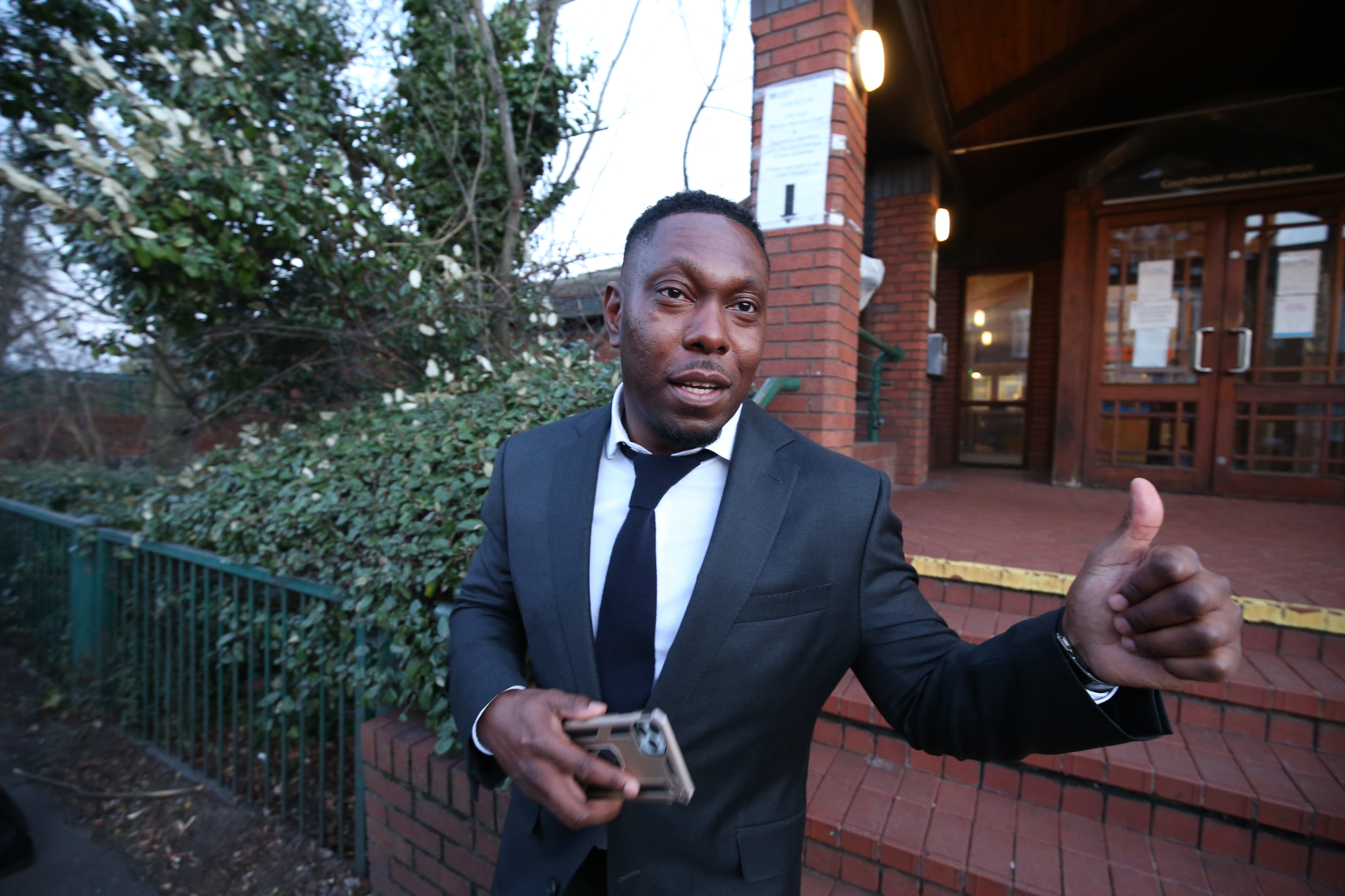 Grime artist Dizzee Rascal departs Wimbledon Magistrates’ Court in London (PA)