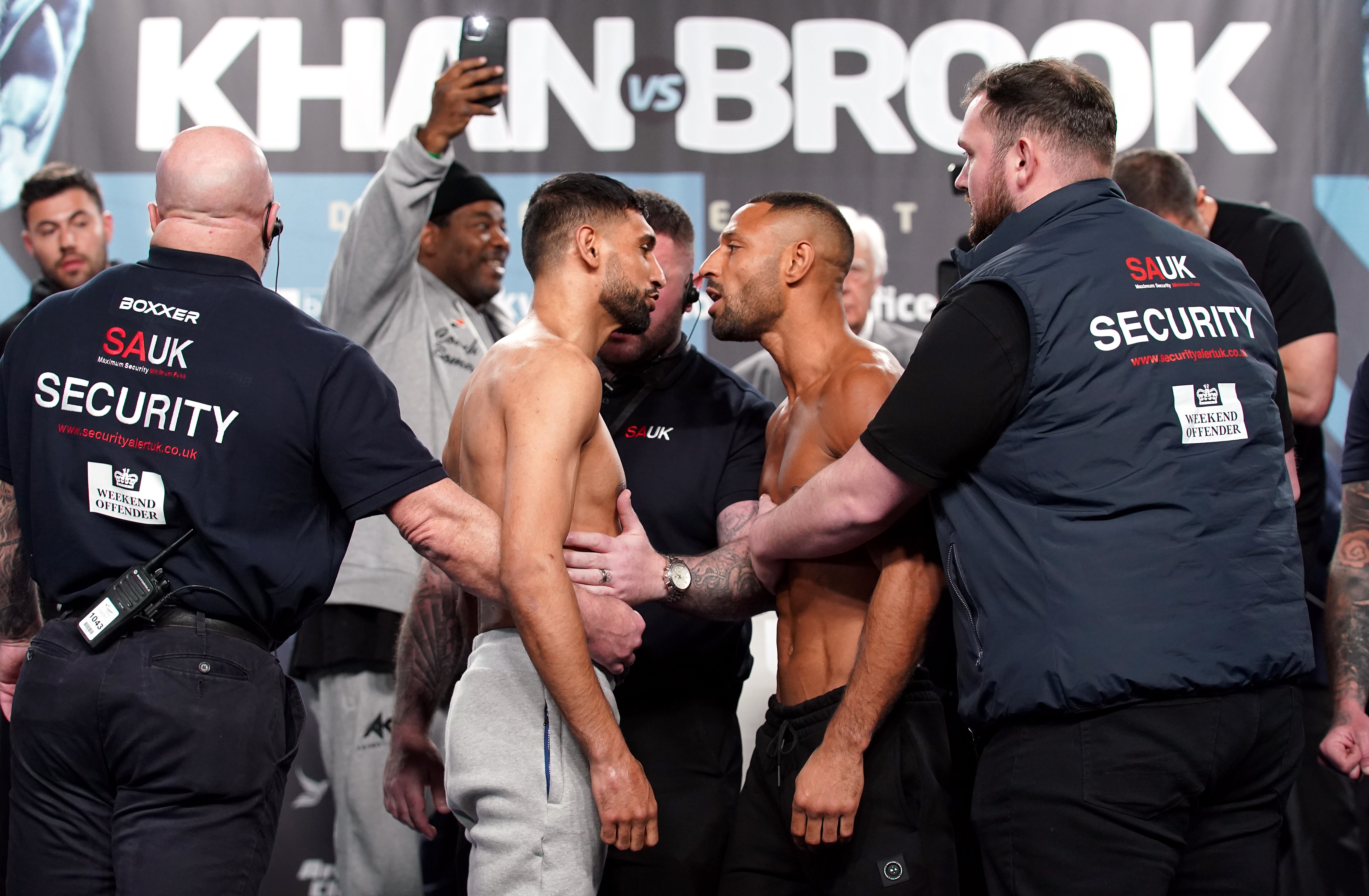 Amir Khan, left, and Kell Brook fight at the AO Arena in Manchester on Saturday night (Nick Potts/PA)