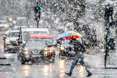 UK weather: Heavy snow falls hours after Storm Eunice batters country