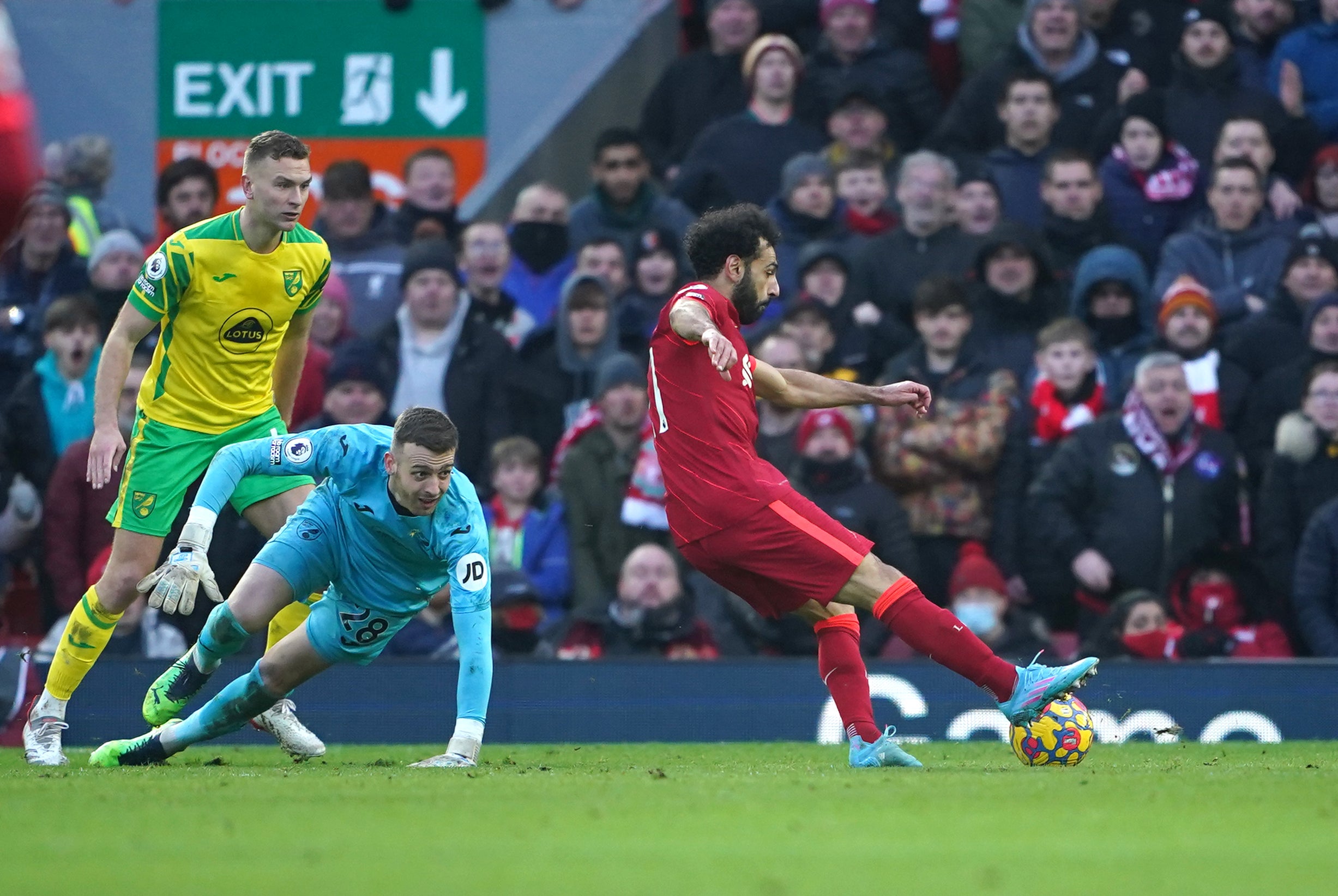 Mohamed Salah put Liverpool ahead with his 150th goal for the club (Peter Byrne/PA)