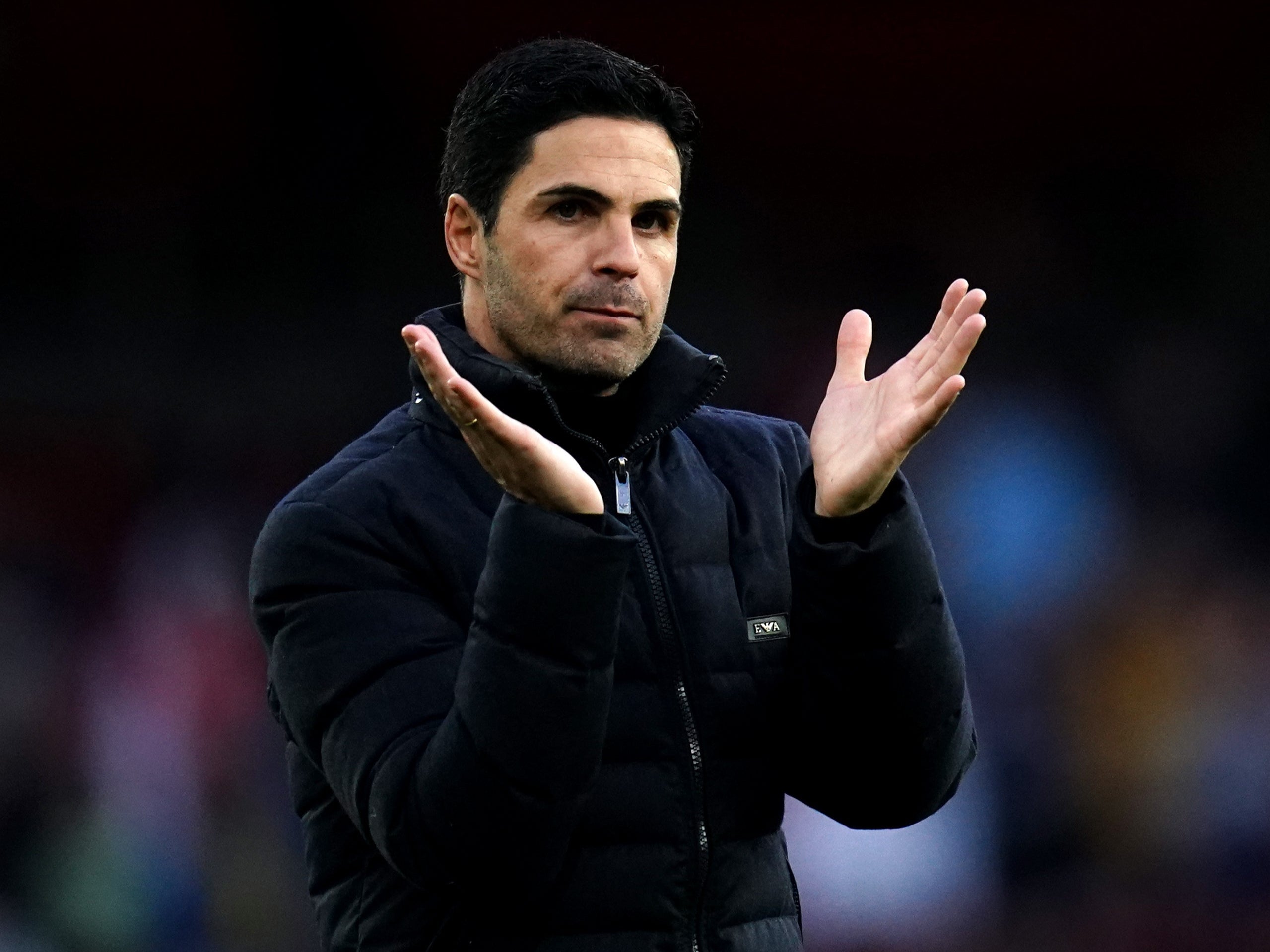 Arsenal manager Mikel Arteta celebrates the win over Brentford (John Walton/PA).