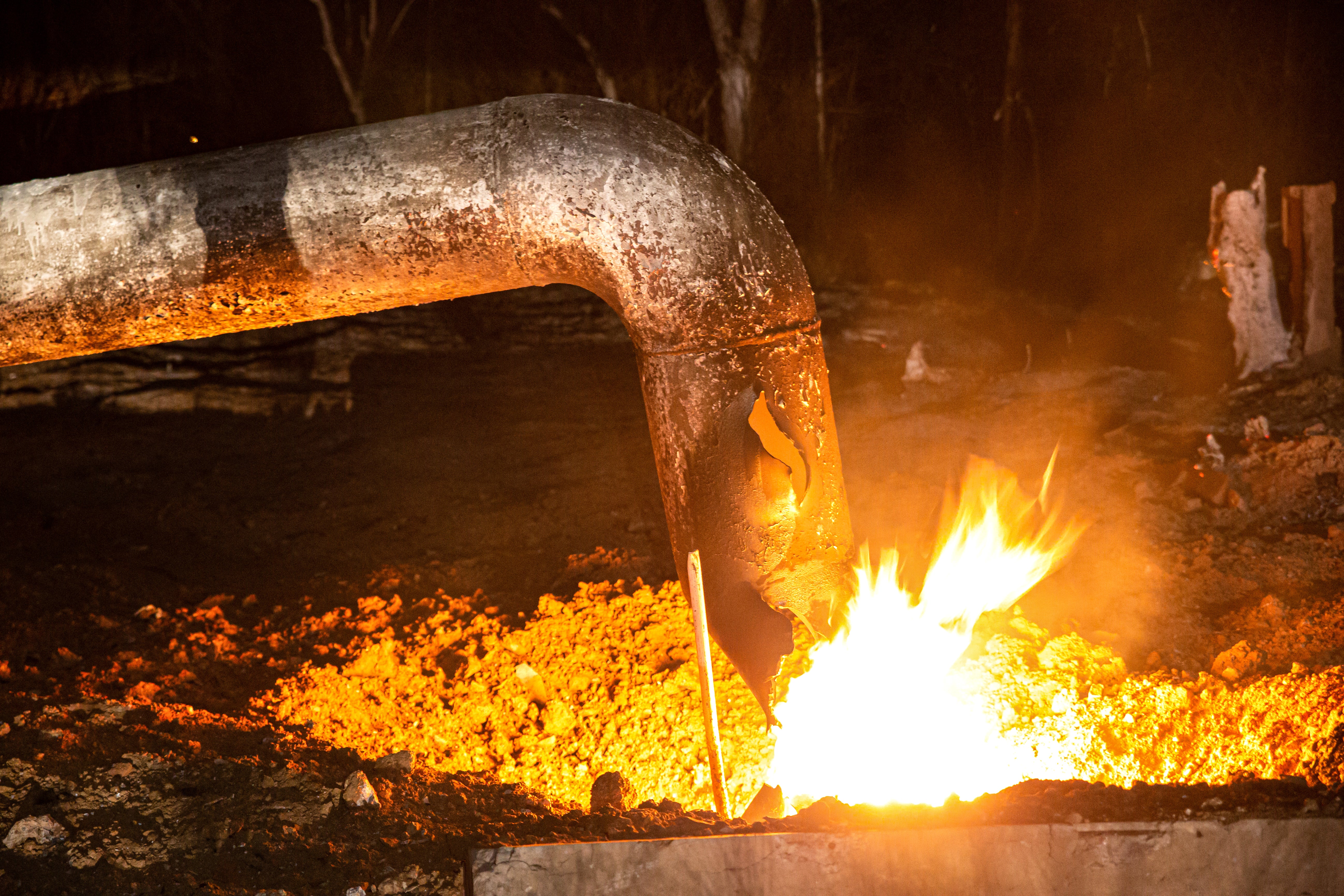 A gas pipeline hit by a blast in Frunze Street, Luhansk, on Friday