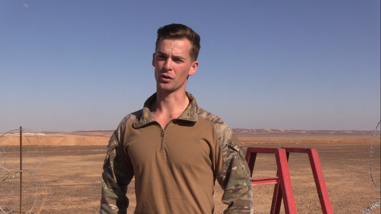 Lieutenant Ollie Petersen Buckley of 5 Rifles recalls fitness training via Zoom over lockdown ahead of taking part in Exercise Olive Grove with 2 Rifles in Jordan. (Rebecca Black/PA)