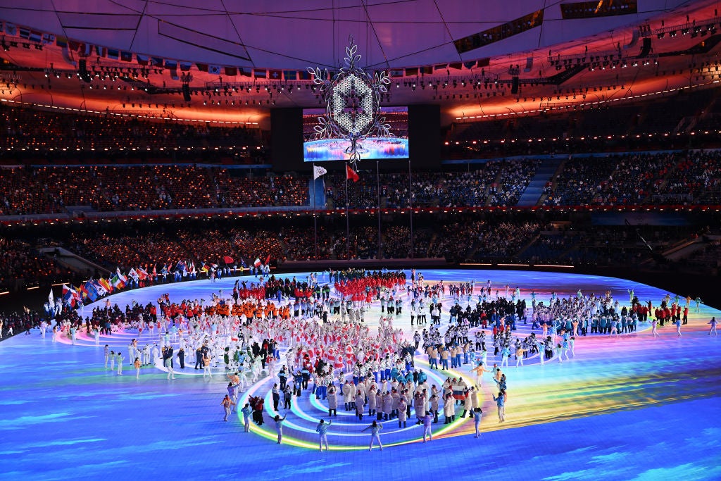 Athletes inside the National Stadium.