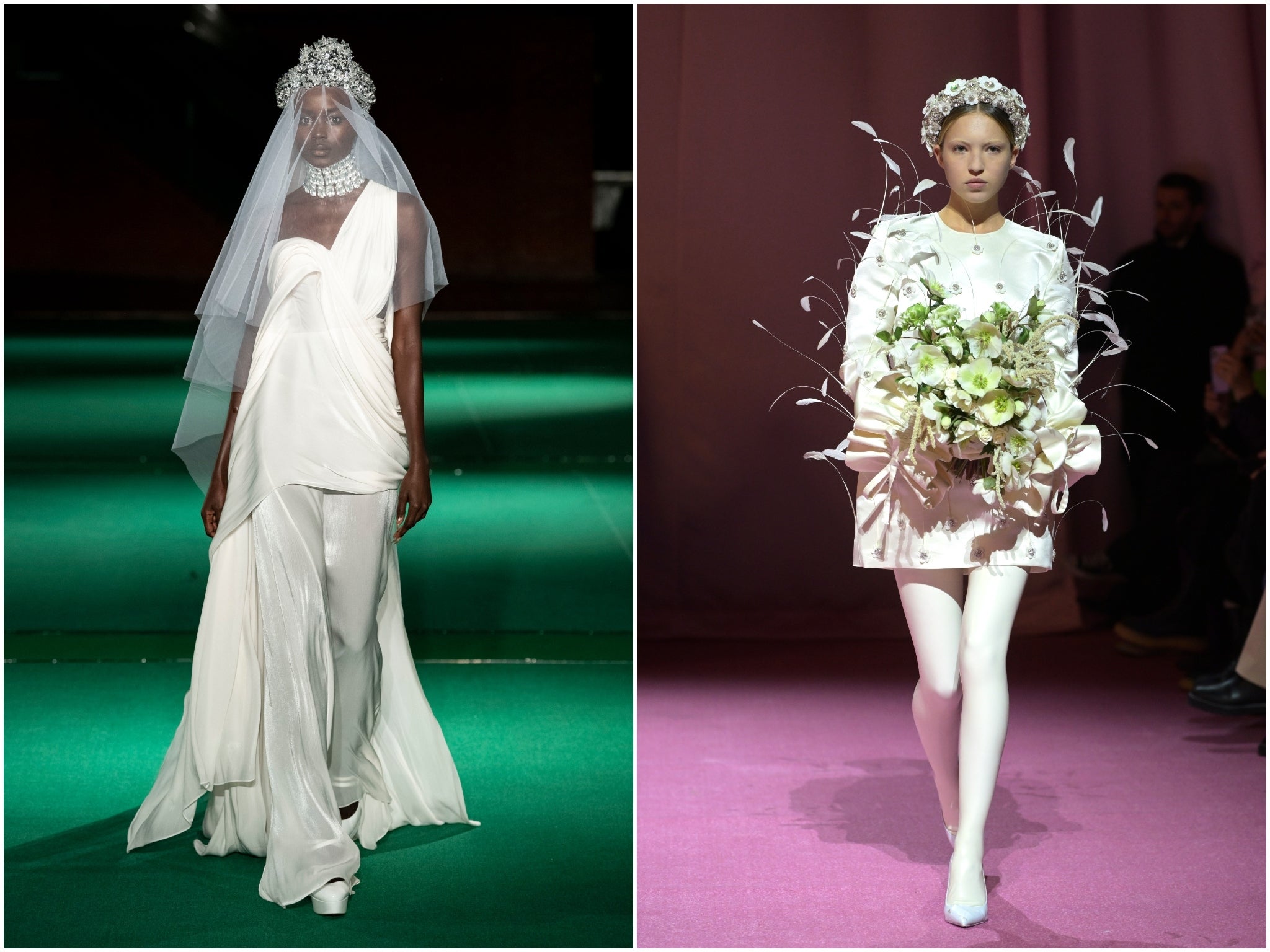 Bridal looks from Halpern (left) and Quinn (right)