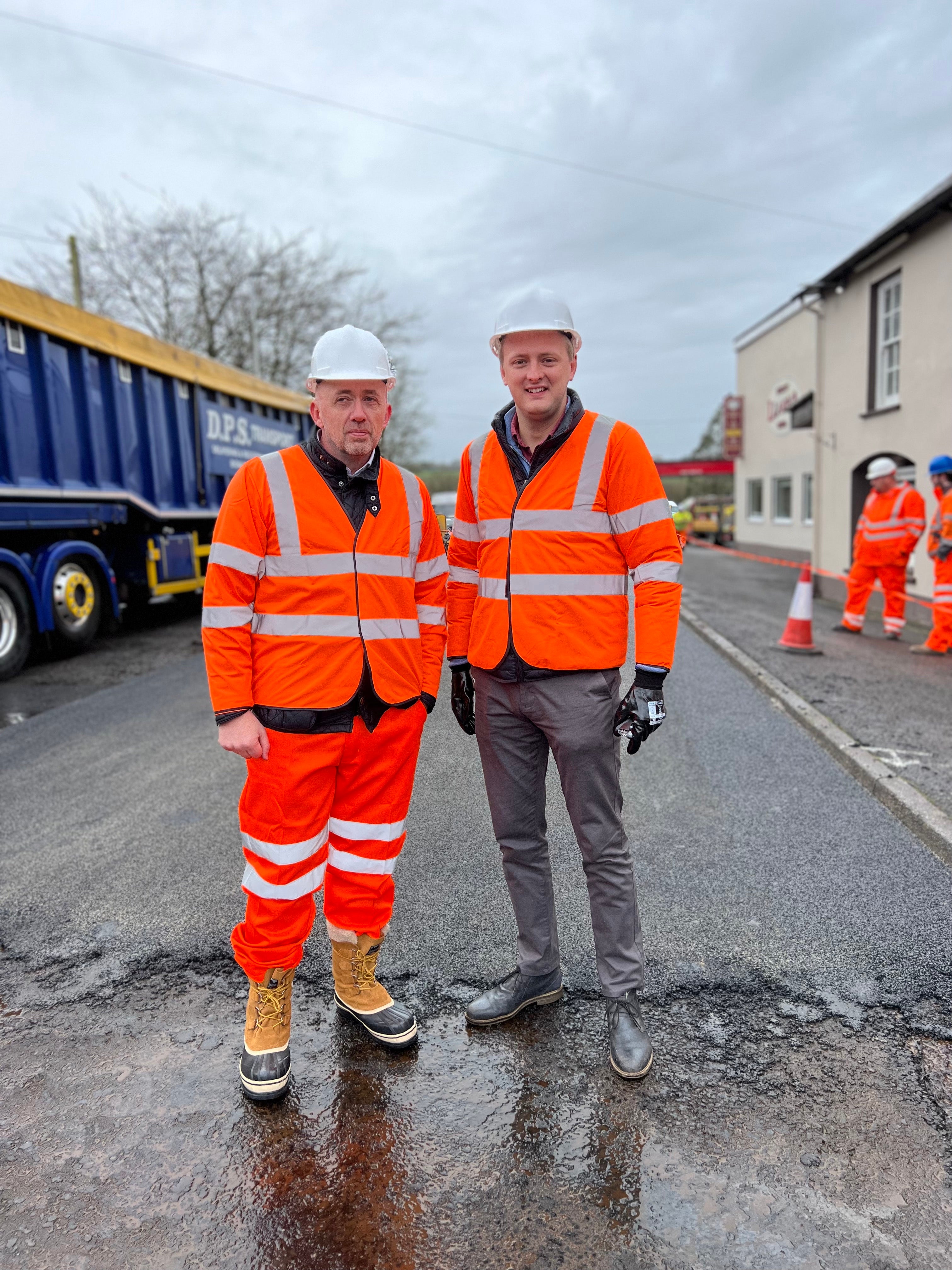 NappiCycle director Rob Poyer, left, with Plaid Cymru MP Ben Lake