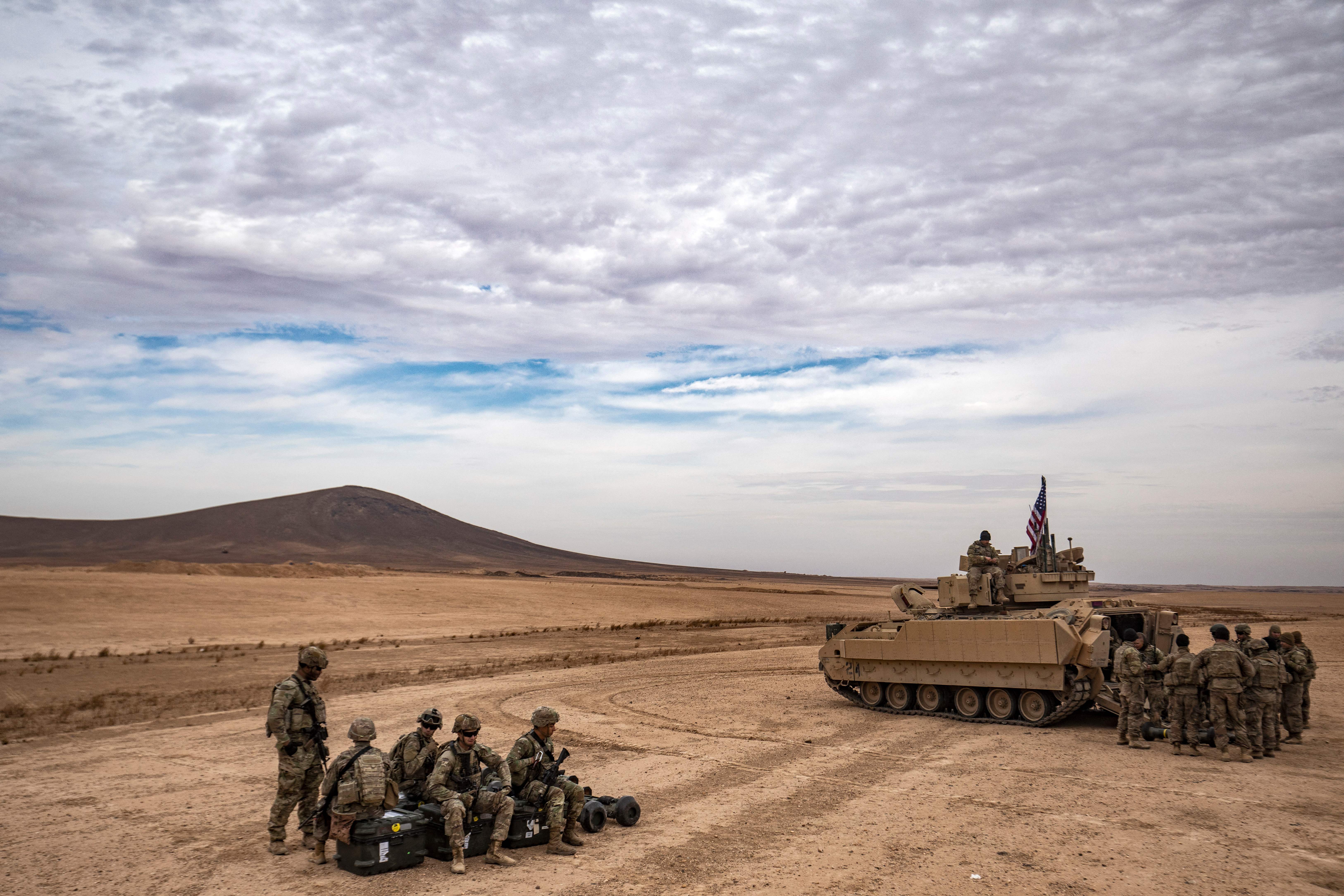 US soldiers in a joint military exercise with the Syrian Democratic Forces