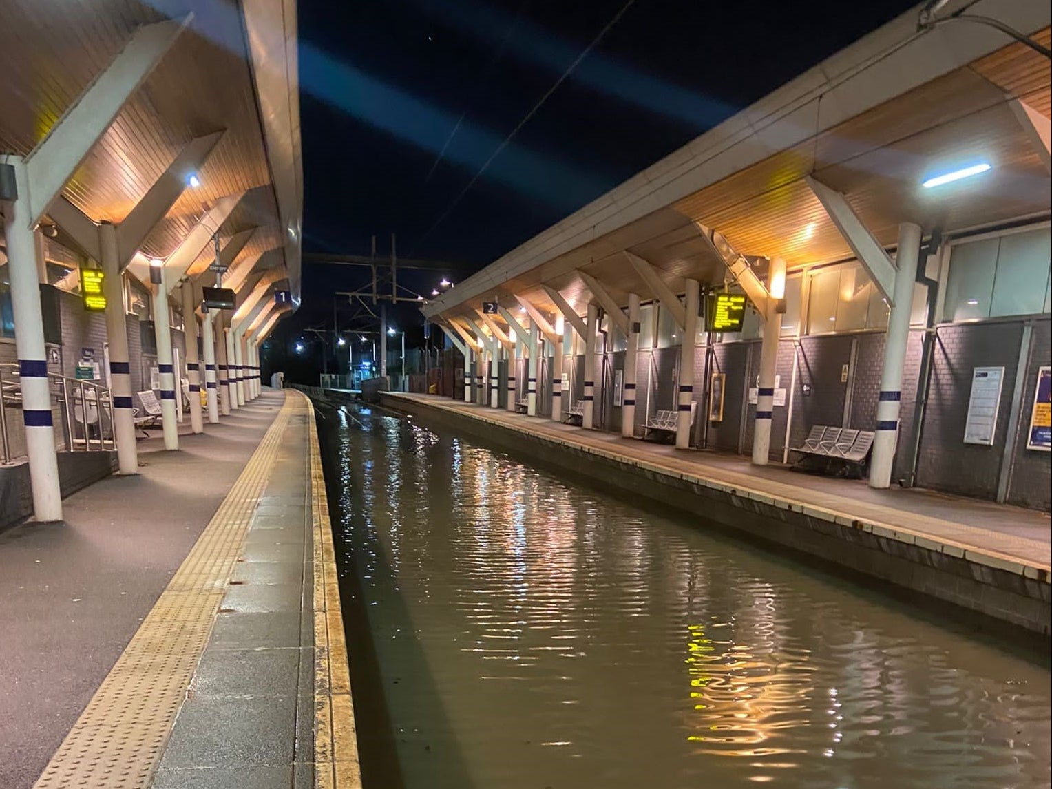 Rotherham Central train station was closed due to floodwater