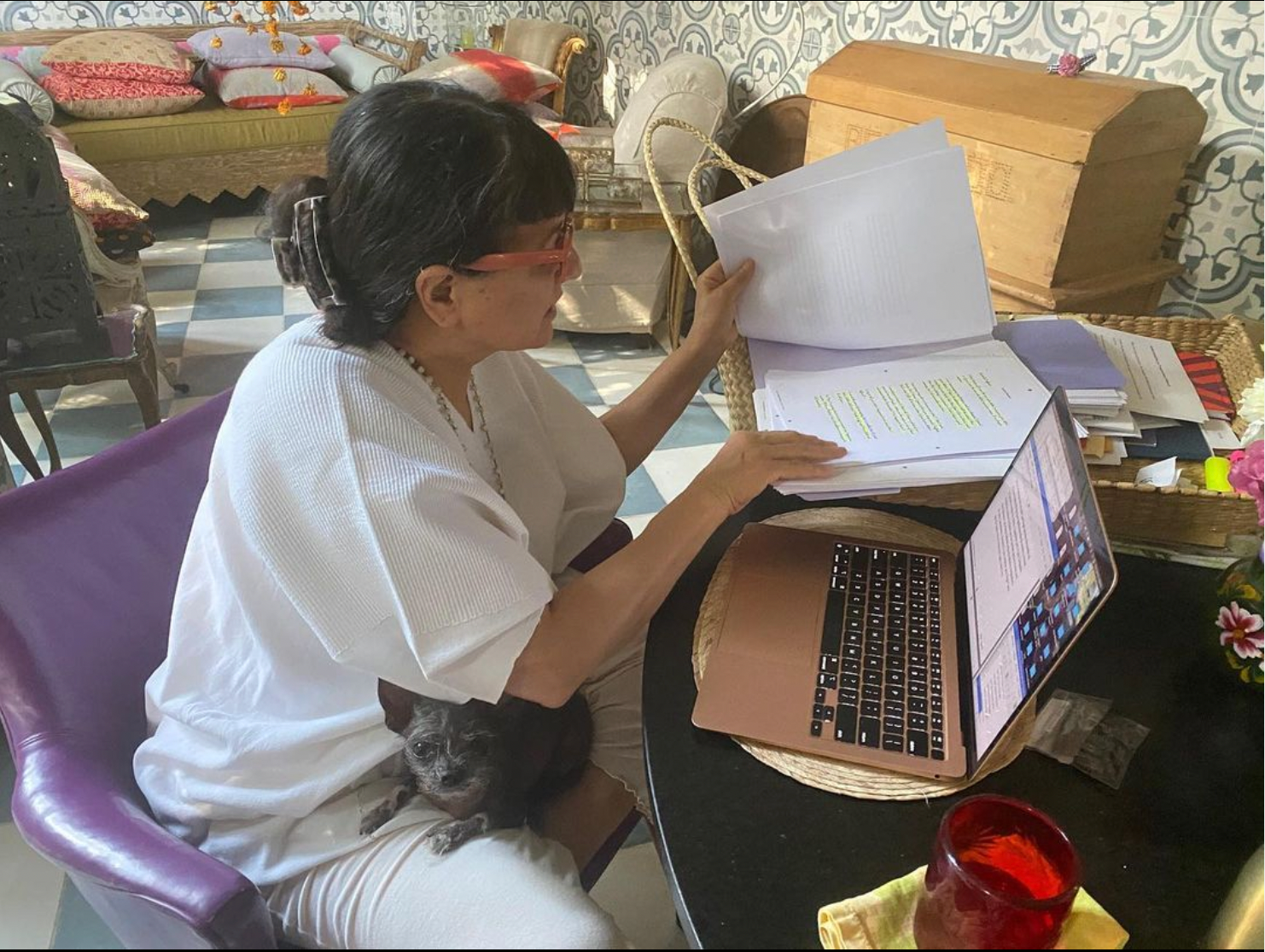 Sandra Cisneros and Nahui, her pet.