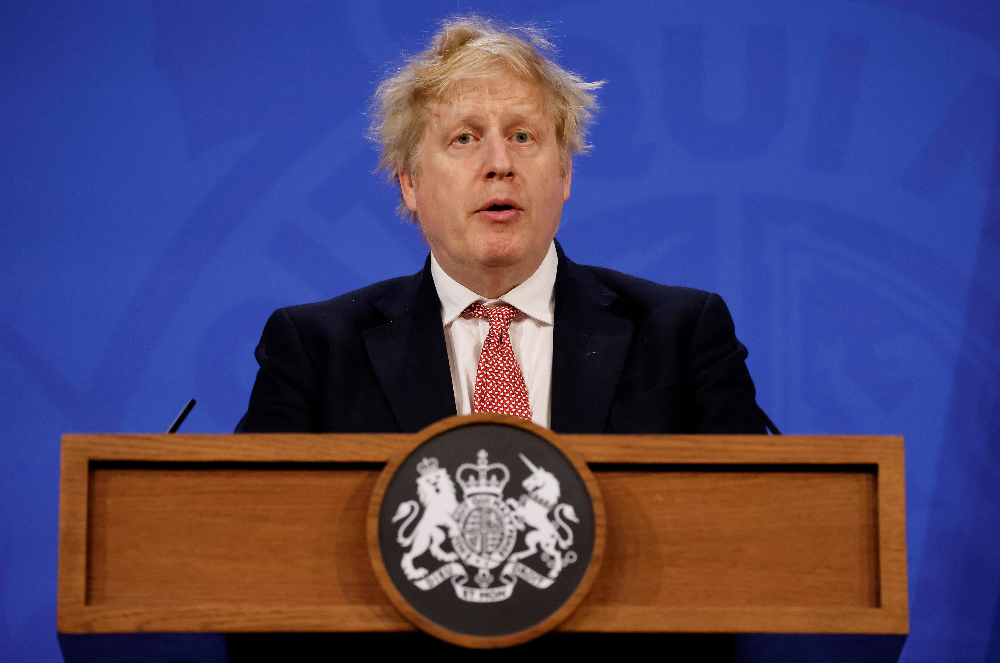 Prime Minister Boris Johnson during a media briefing in Downing Street, London (Tolga Akmen/PA)