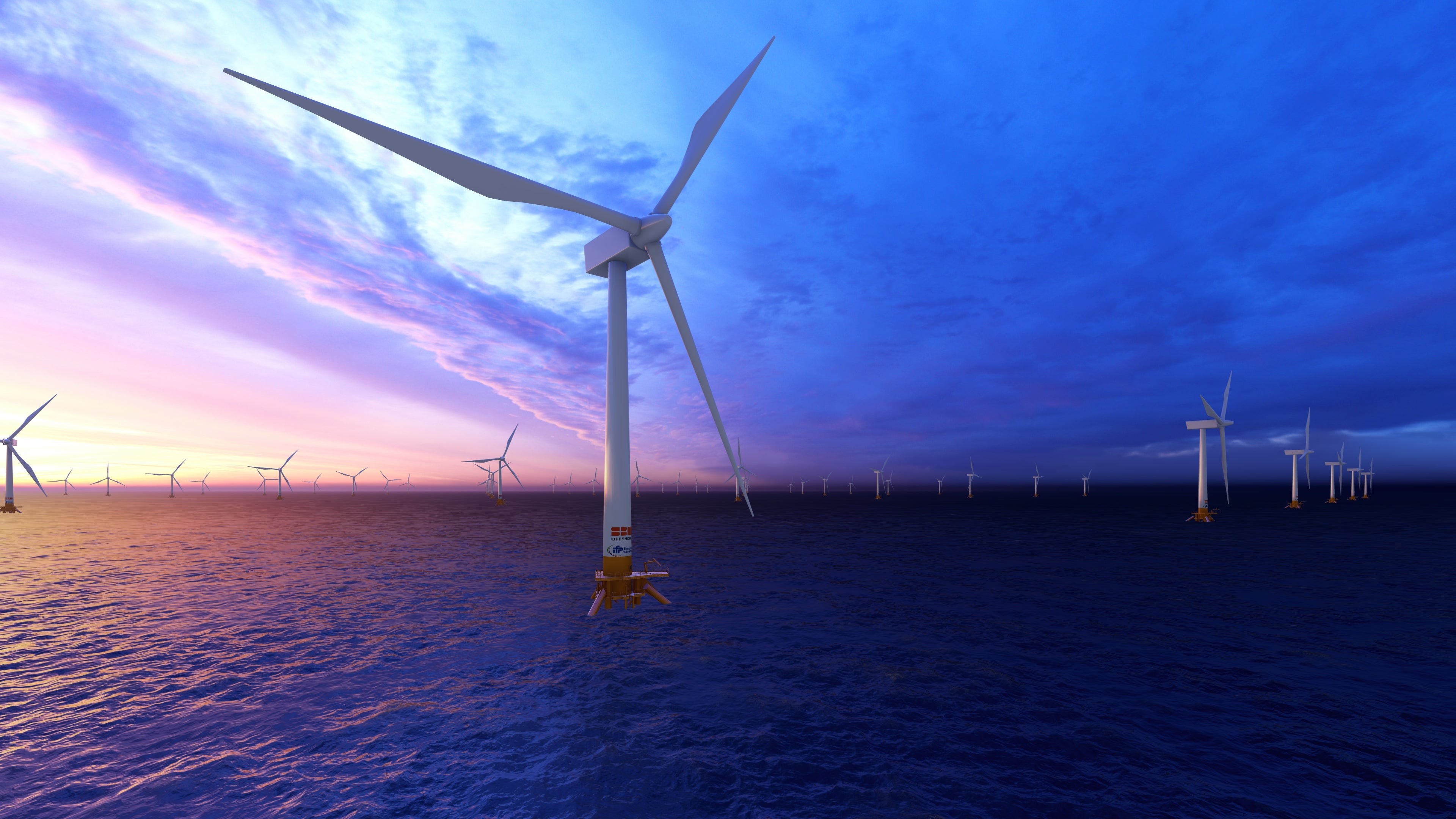 An artist’s impression of a planned multi-million-pound Irish Sea floating wind energy development. (SBMOffshore/PA)